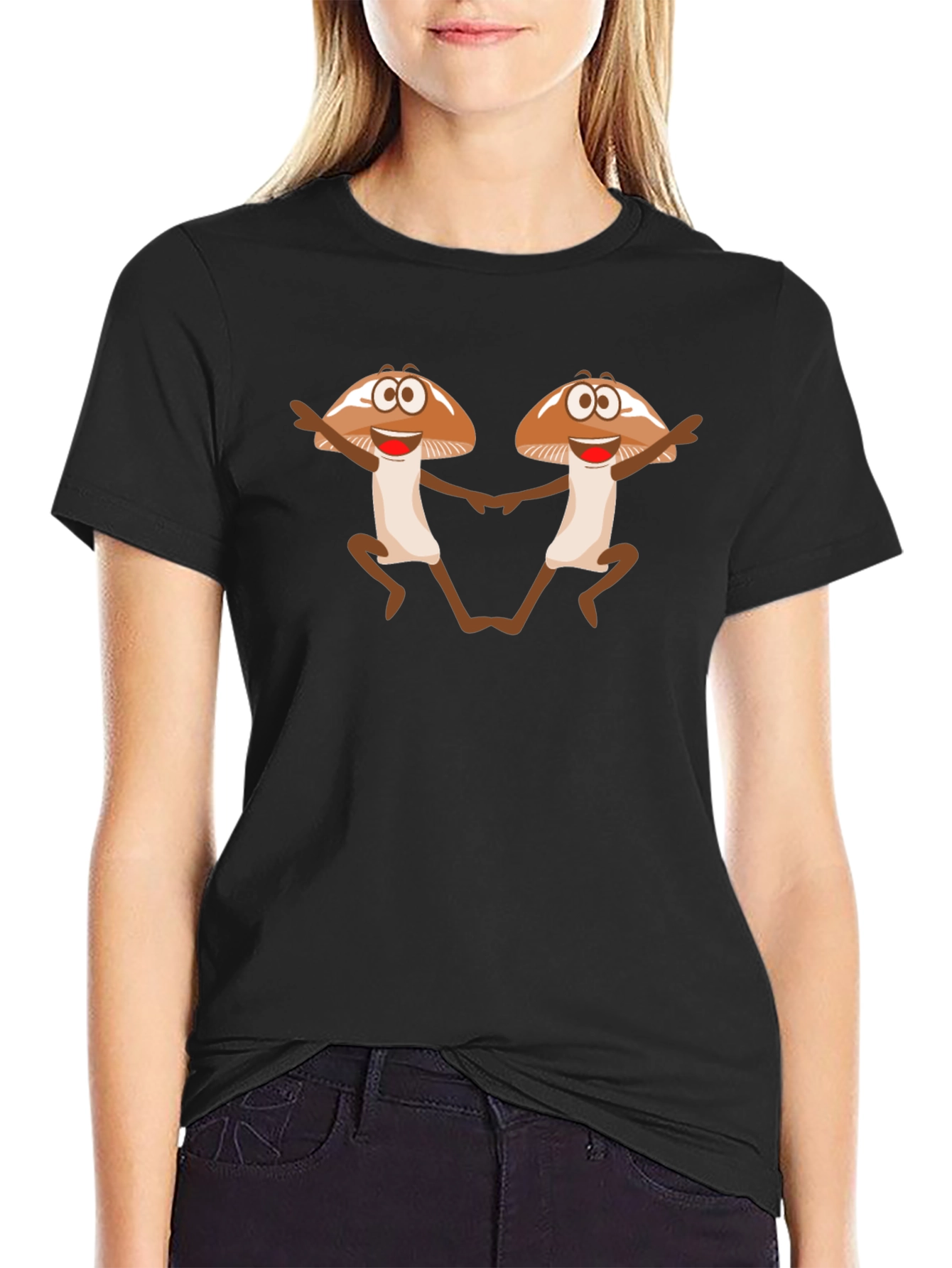 Funky Mushroom Dance Black T-Shirt