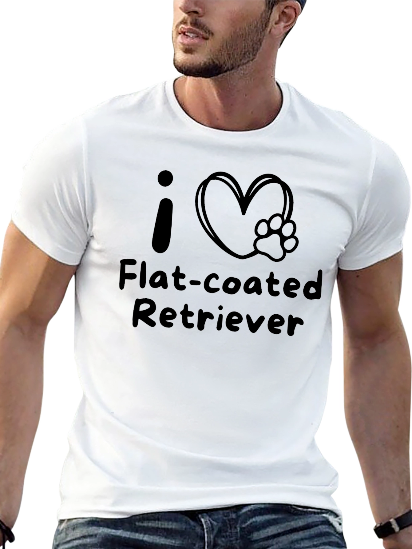 I Heart Flat-Coated Retriever Black T-Shirt