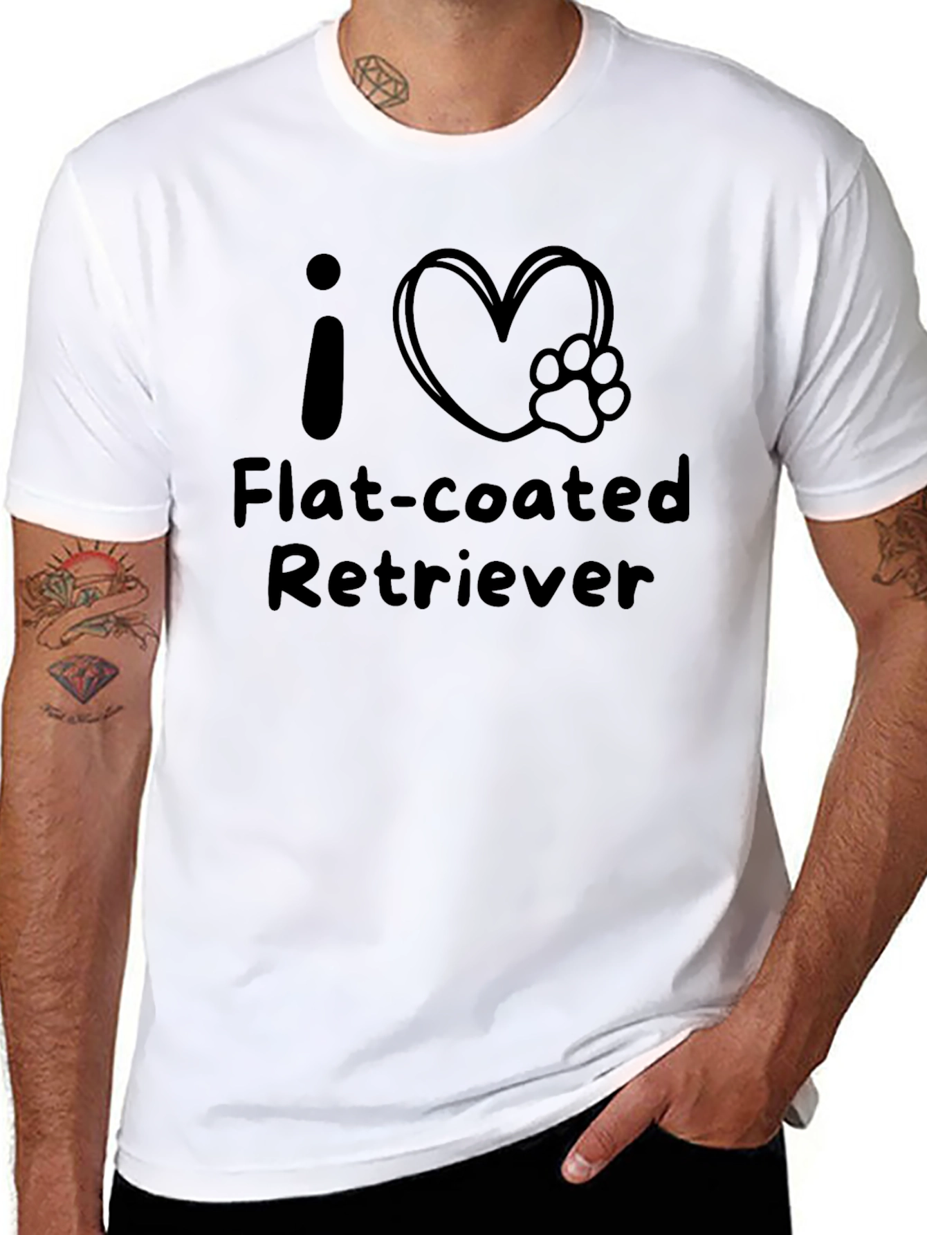 I Heart Flat-Coated Retriever Black T-Shirt