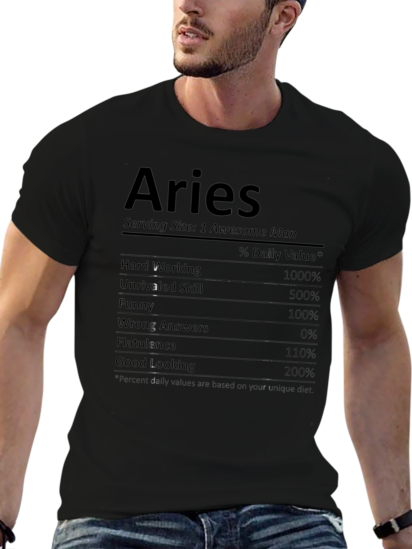 Aries Nutritional Facts Funny Graphic T-Shirt