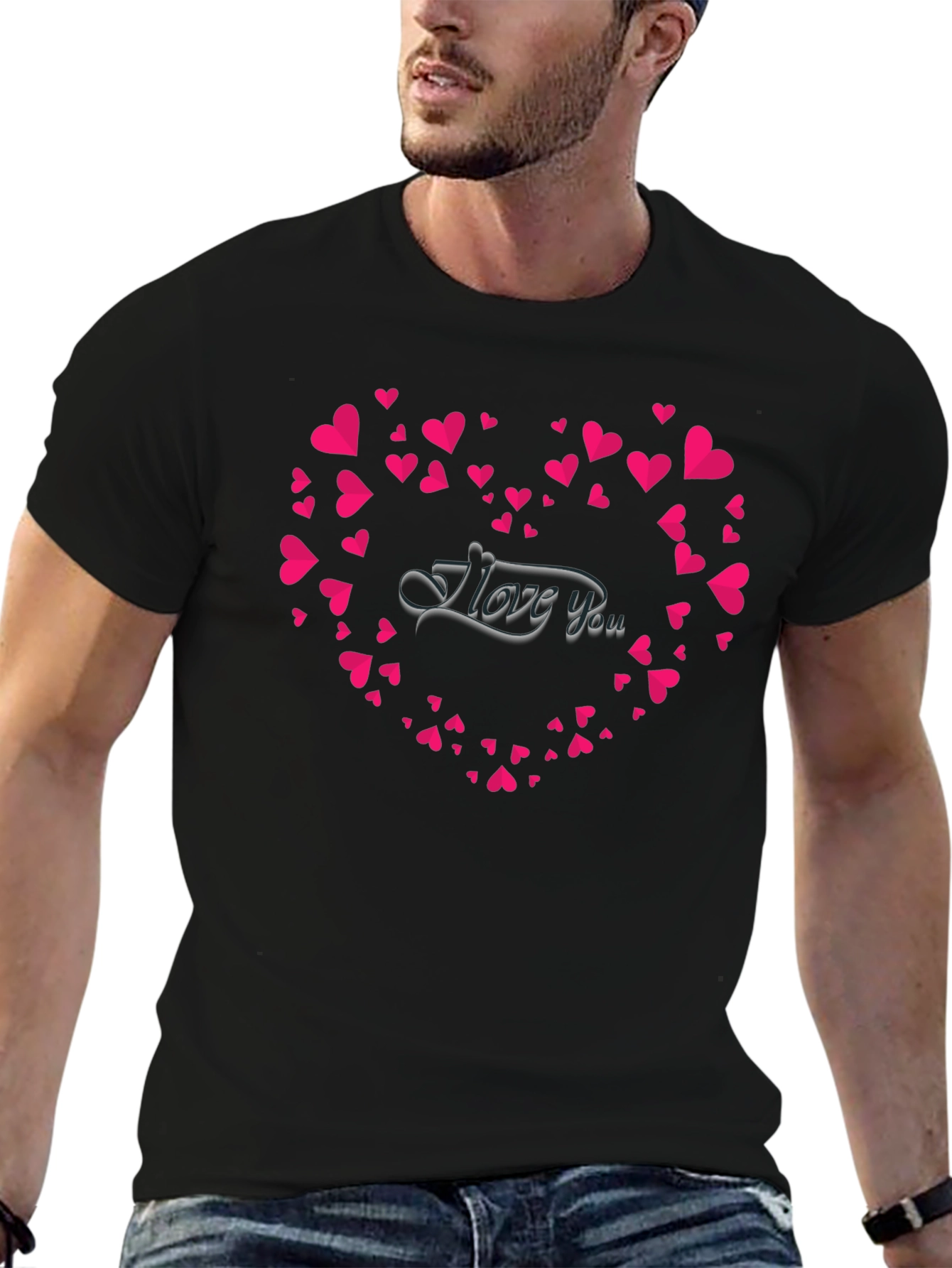 I Love You Heart Graphic T-Shirt - Black