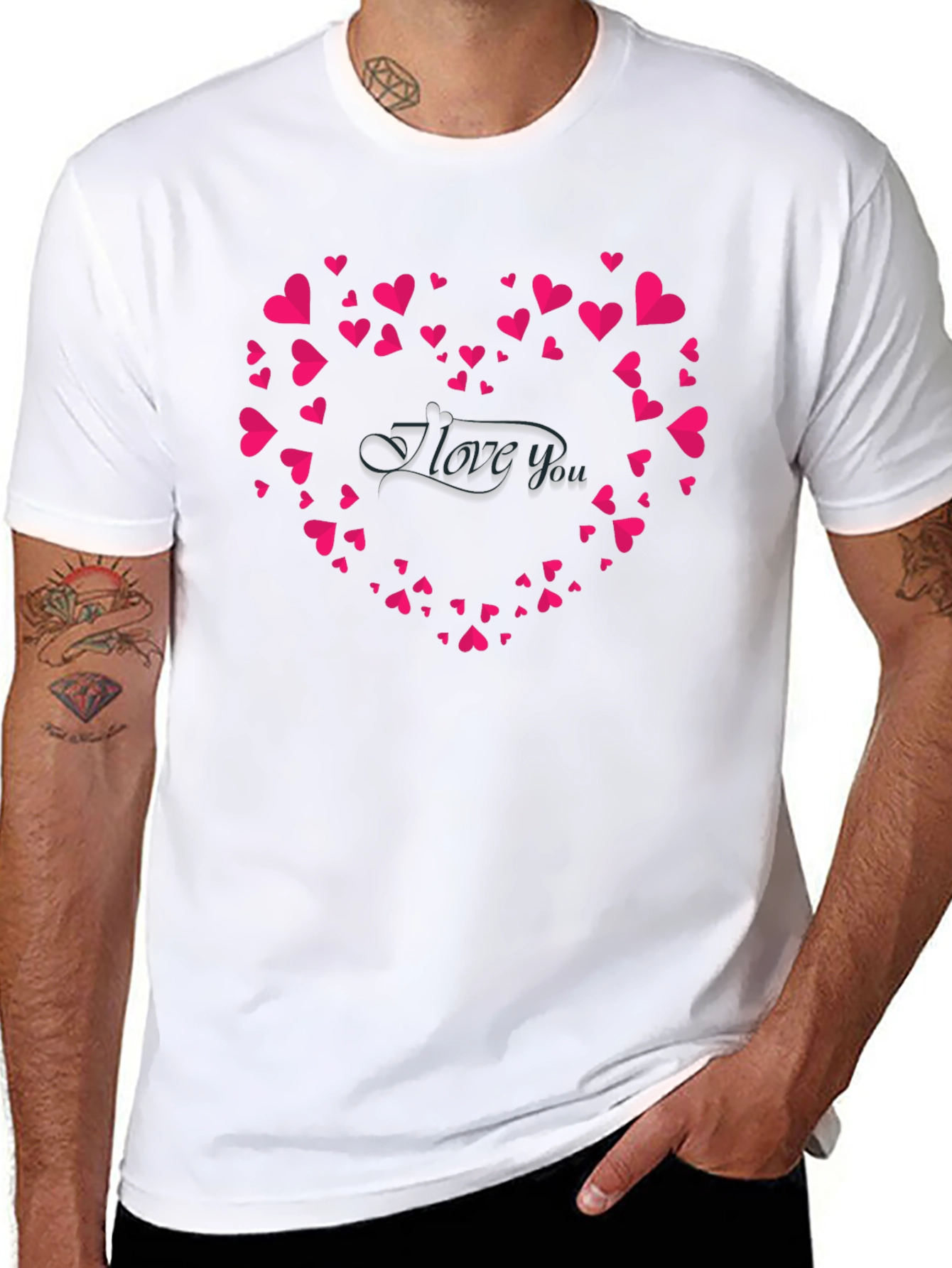 I Love You Heart Graphic T-Shirt - Black