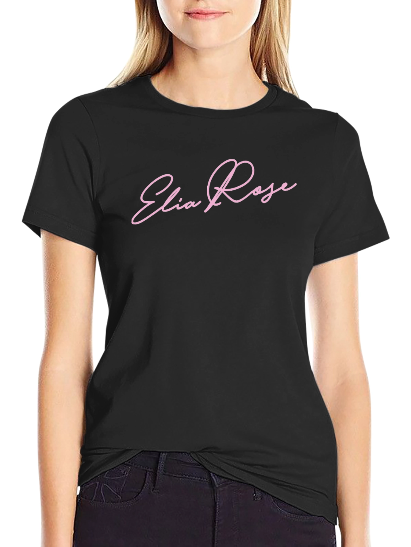 Elia Rose Pink Script T-Shirt - Stylish Casual Wear