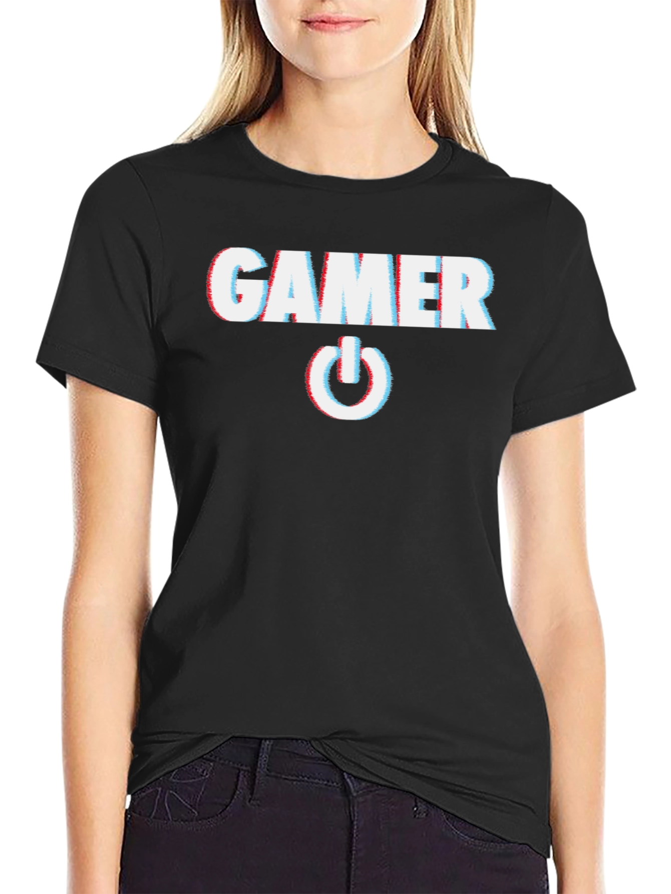 Gamer Glitch Style T-Shirt - Black