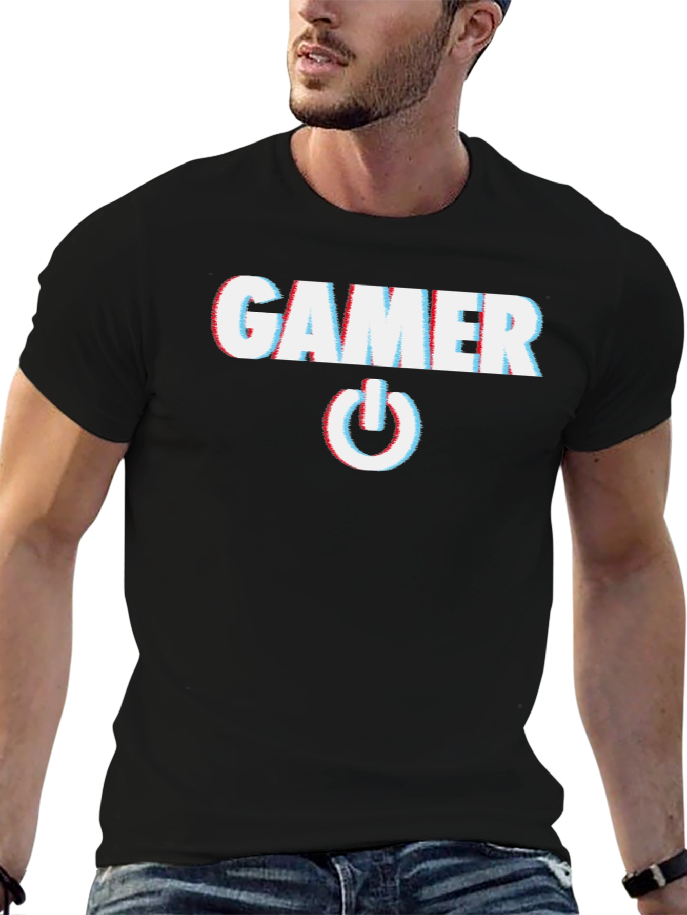 Gamer Glitch Style T-Shirt - Black
