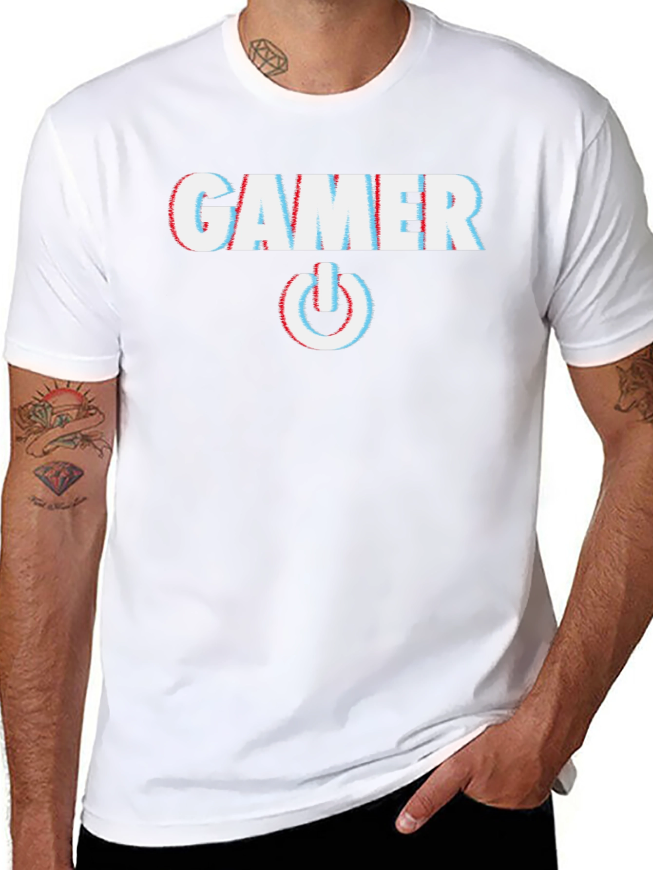 Gamer Glitch Style T-Shirt - Black