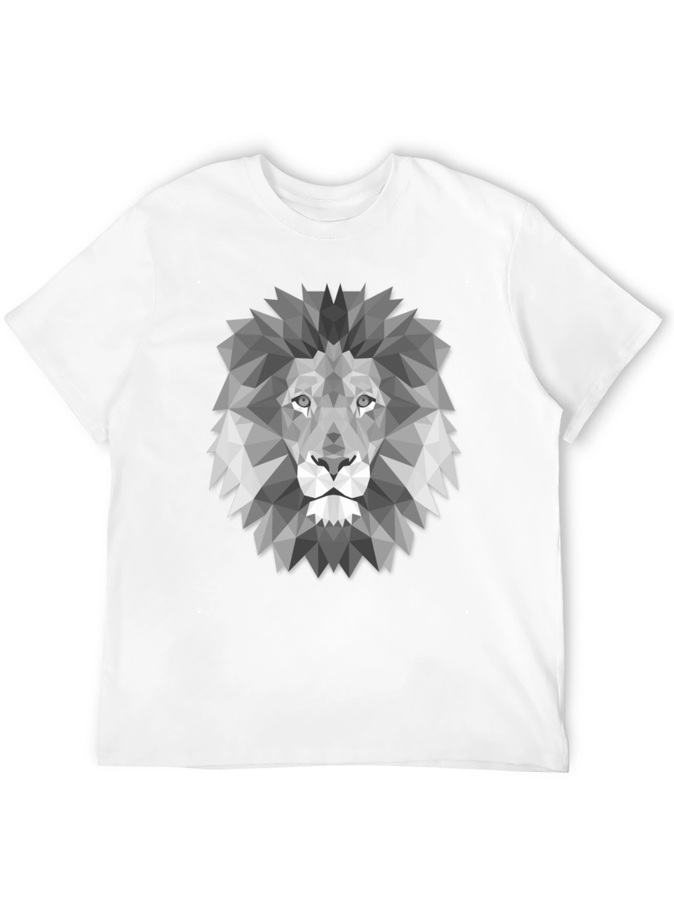 Geometric Lion Graphic Print Black T-Shirt