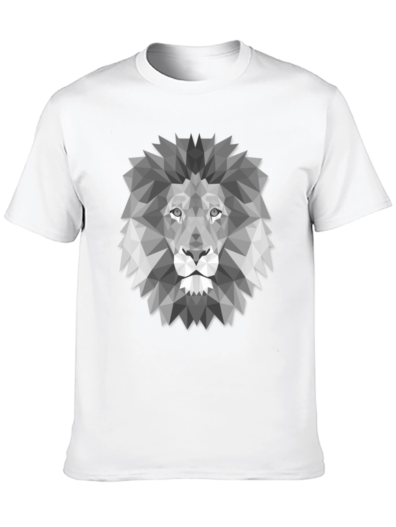 Geometric Lion Graphic Print Black T-Shirt
