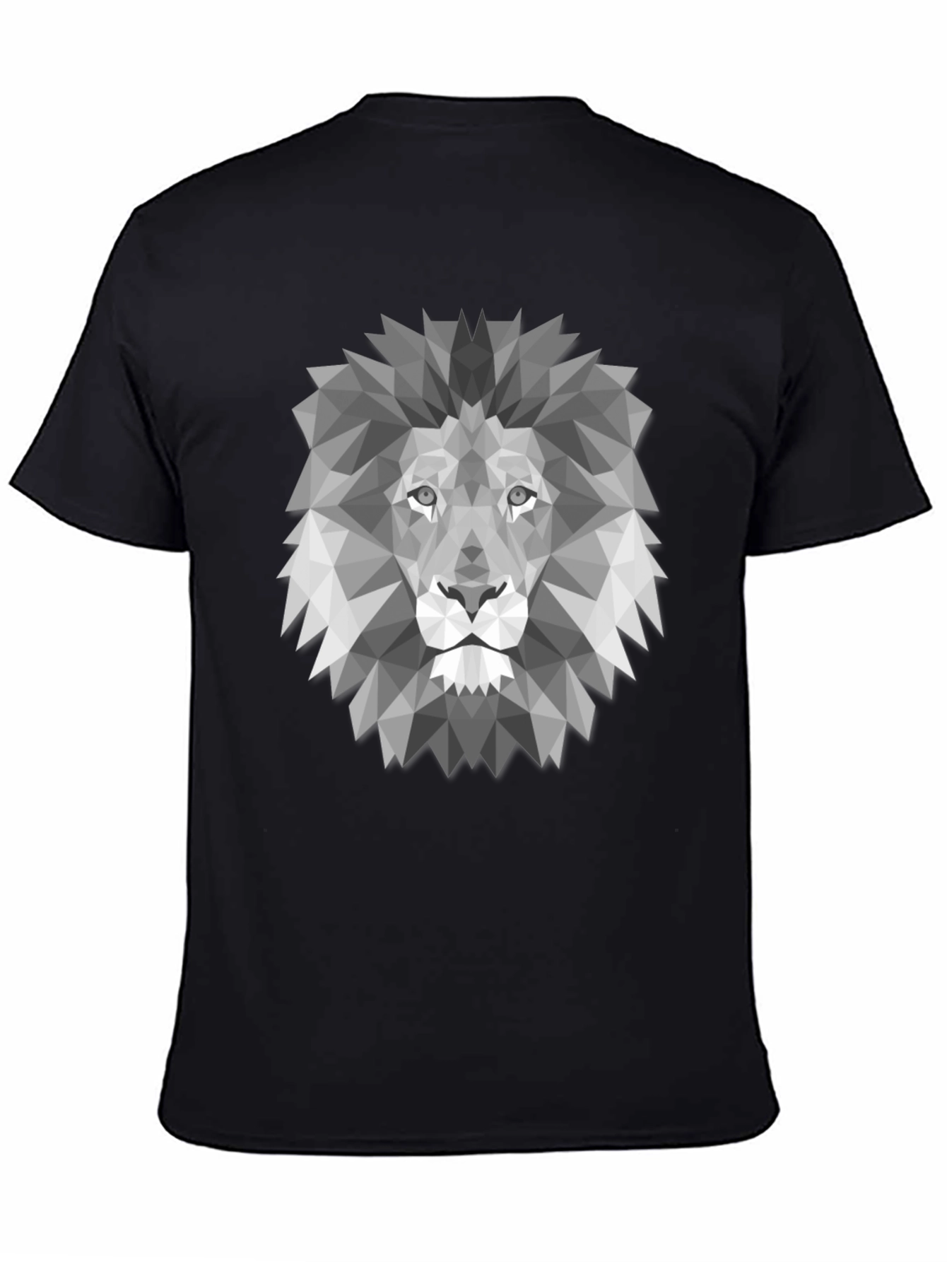 Geometric Lion Graphic Print Black T-Shirt