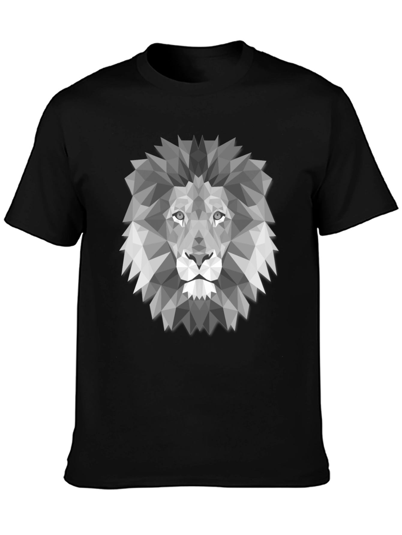 Geometric Lion Graphic Print Black T-Shirt