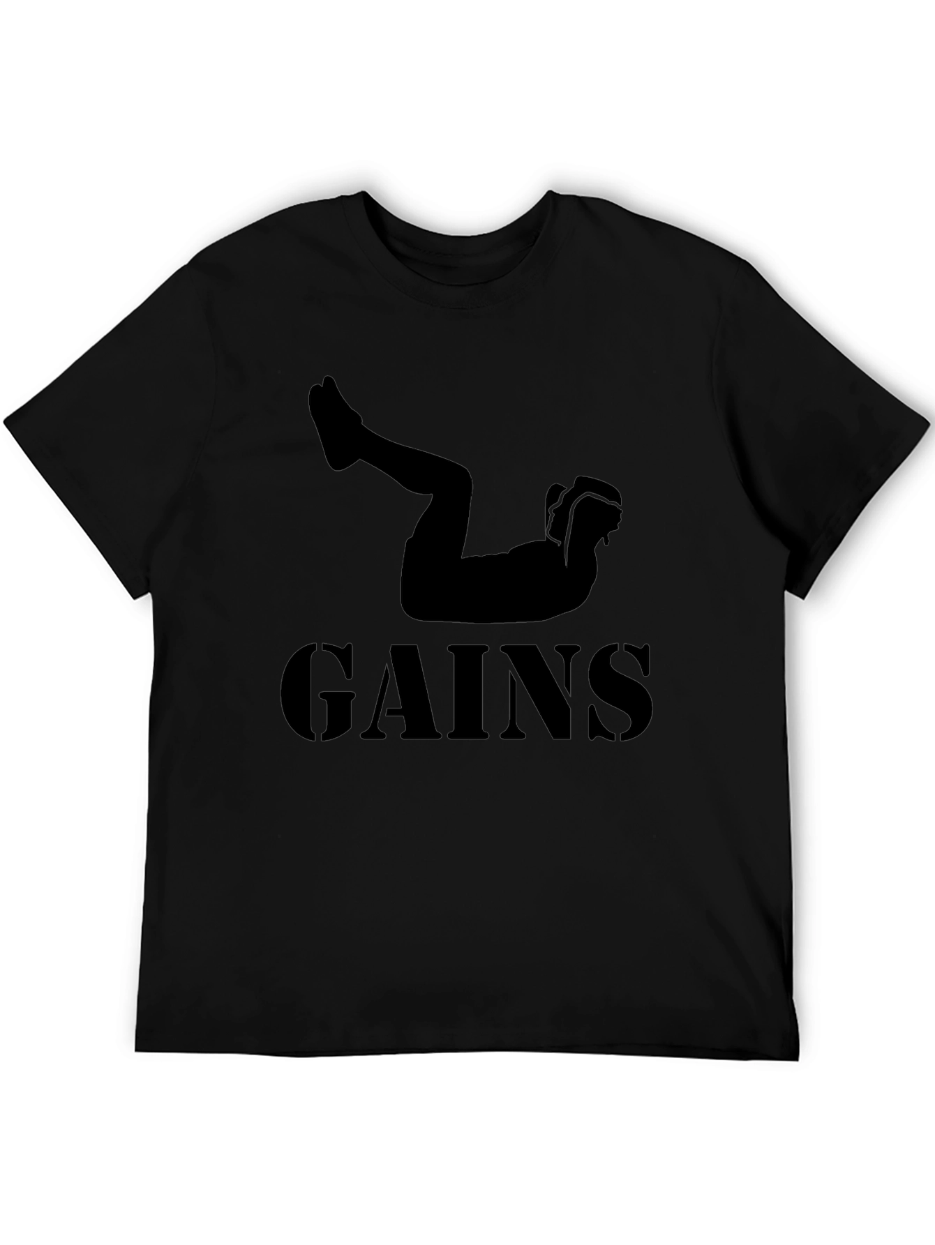 Gains Workout T-Shirt - Black Fitness Tee