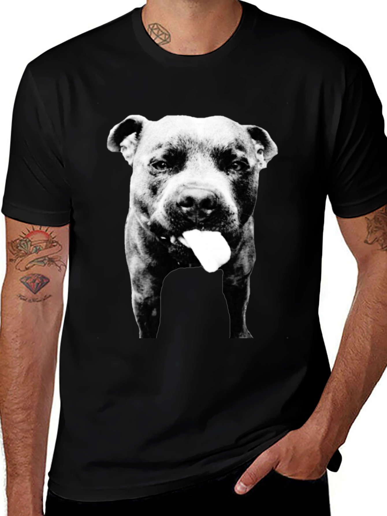Pitbull Tongue Out Graphic Tee