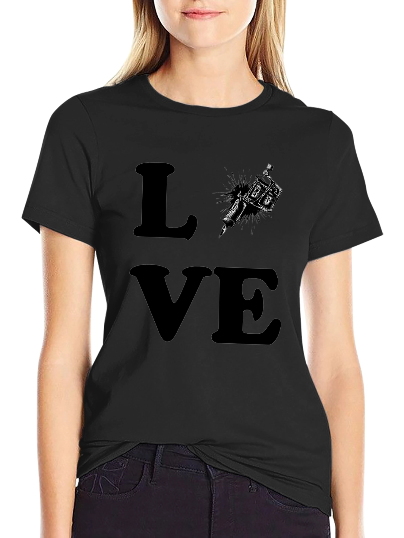 Tattoo LOVE Graphic Tee - Black Cotton T-Shirt