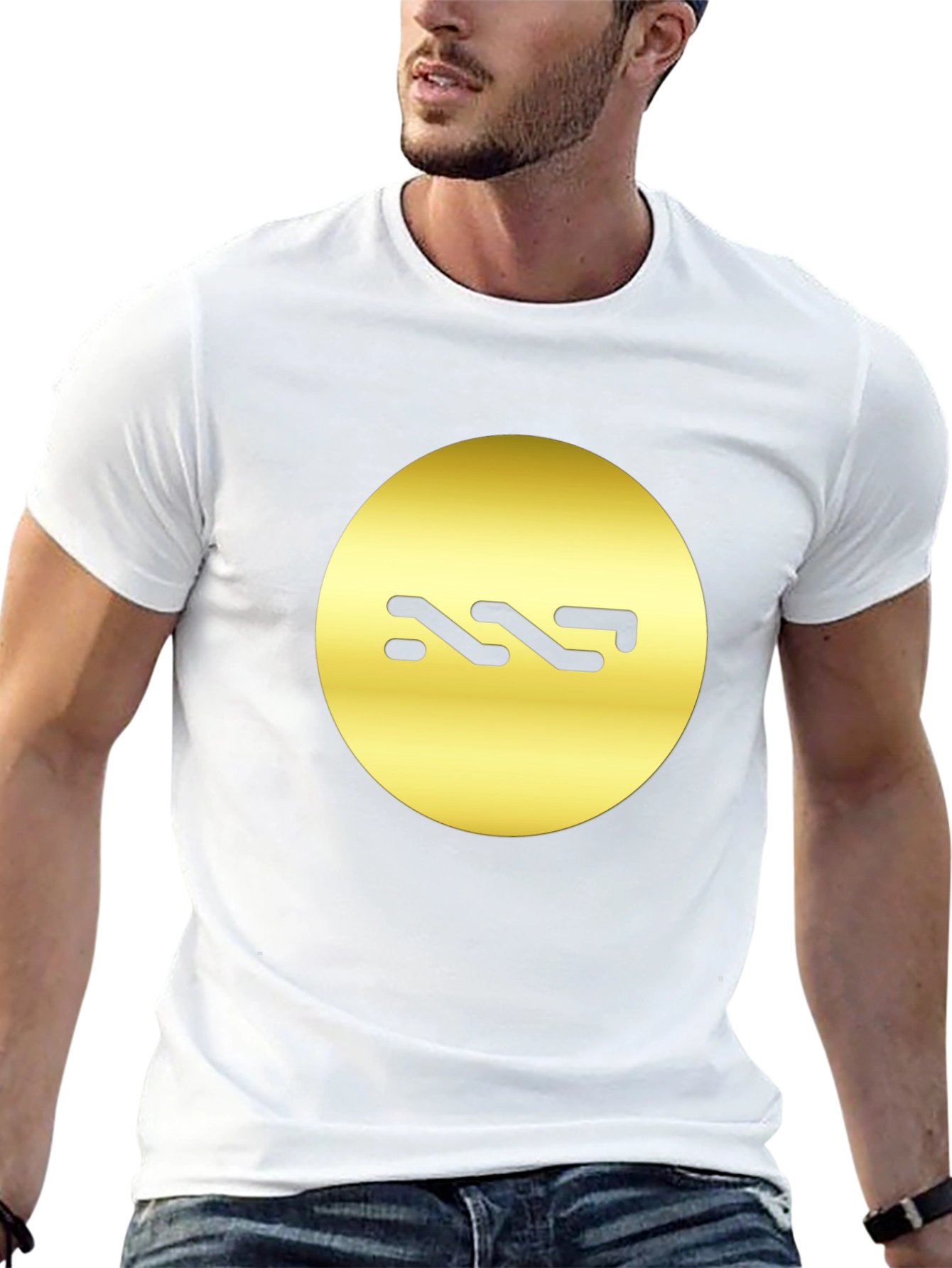 Stylish Black Tee with Gold Circle Design