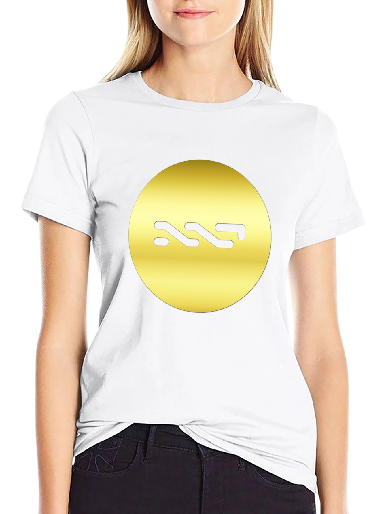 Stylish Black Tee with Gold Circle Design