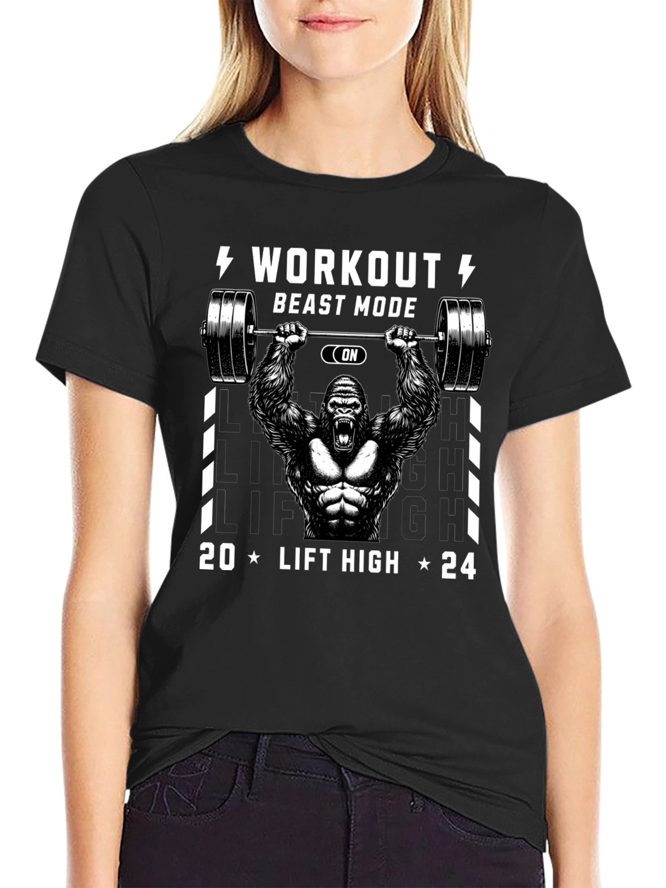 Workout Beast Mode Gorilla Graphic T-Shirt