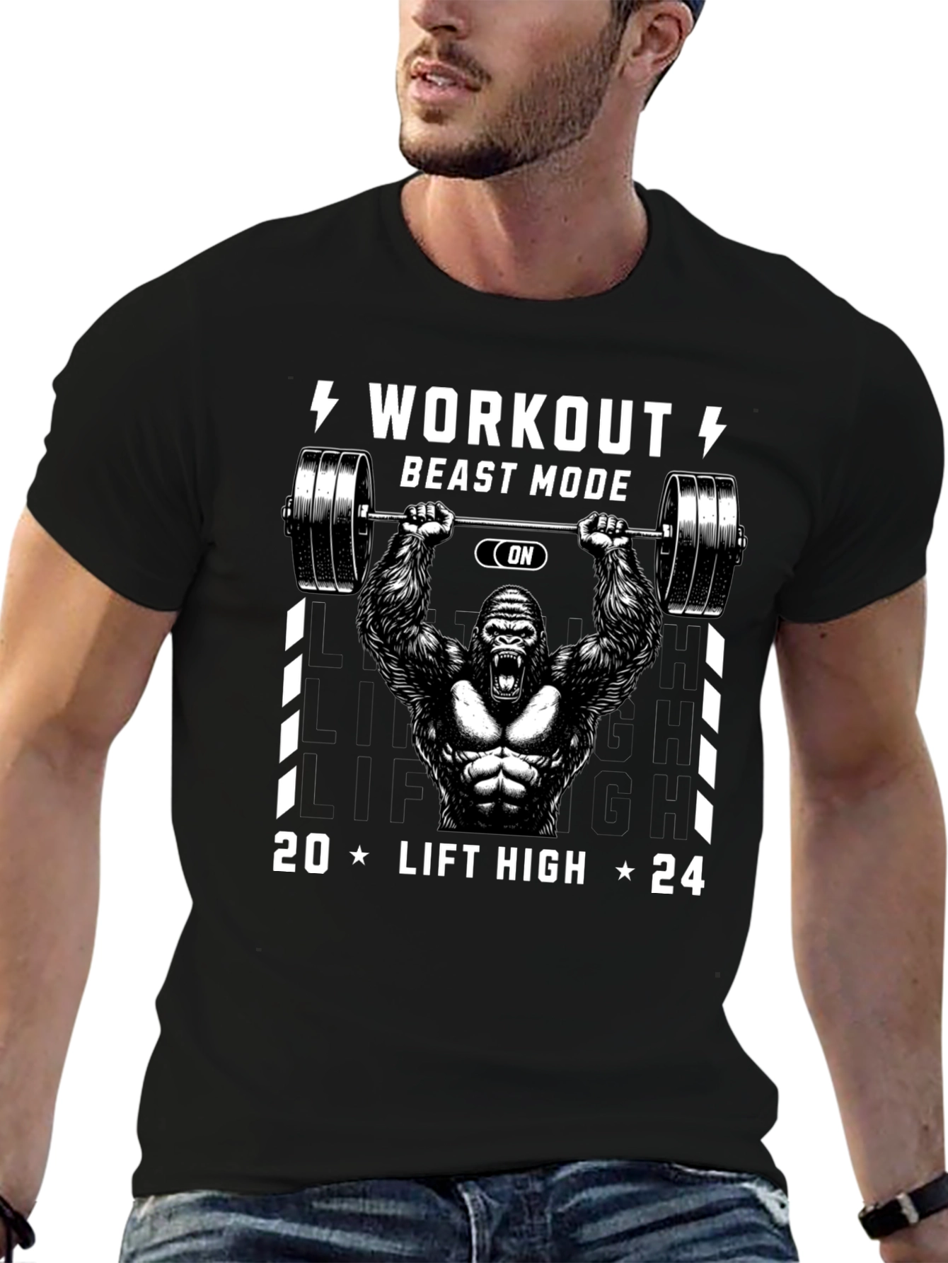 Workout Beast Mode Gorilla Graphic T-Shirt