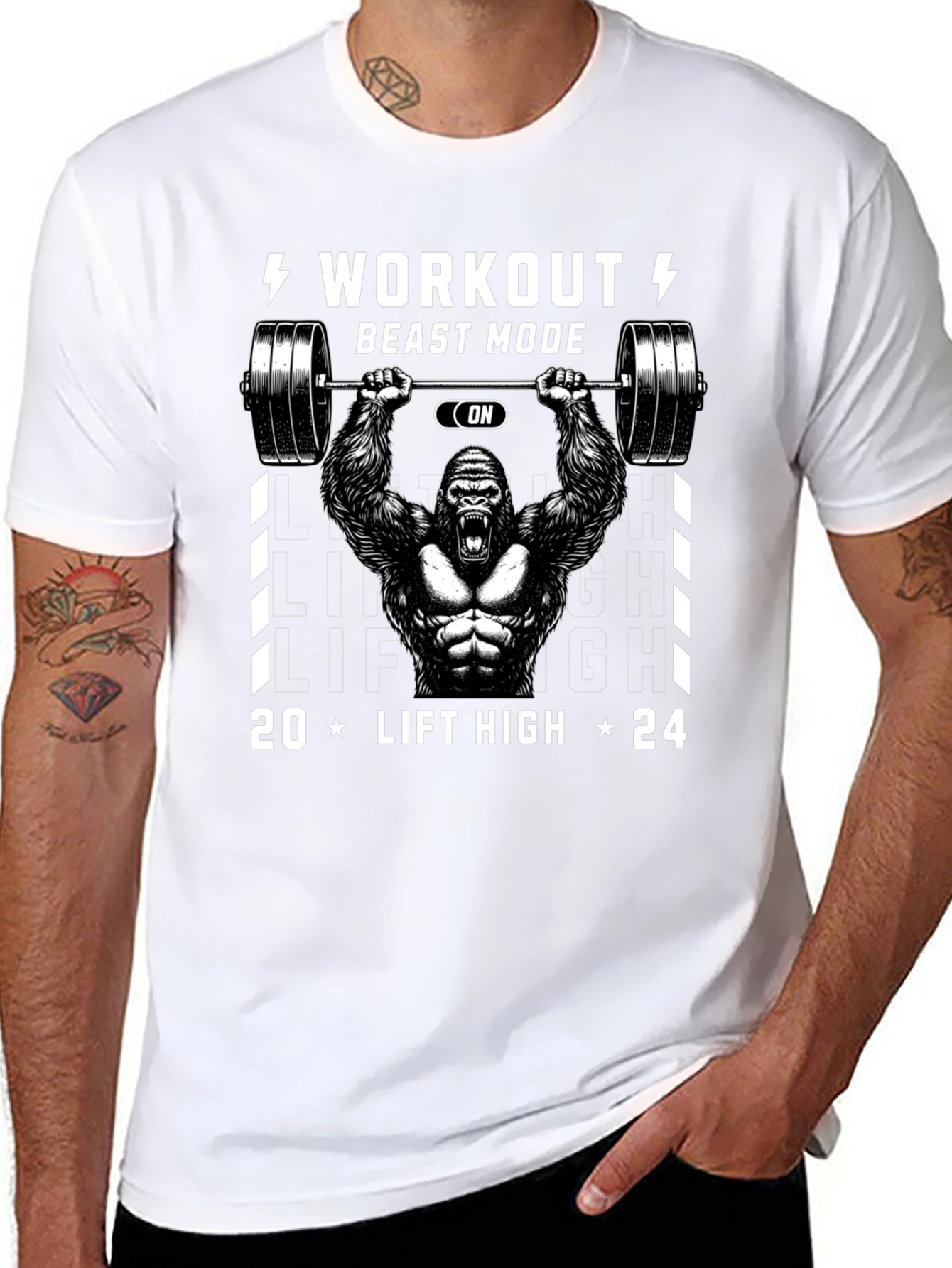 Workout Beast Mode Gorilla Graphic T-Shirt