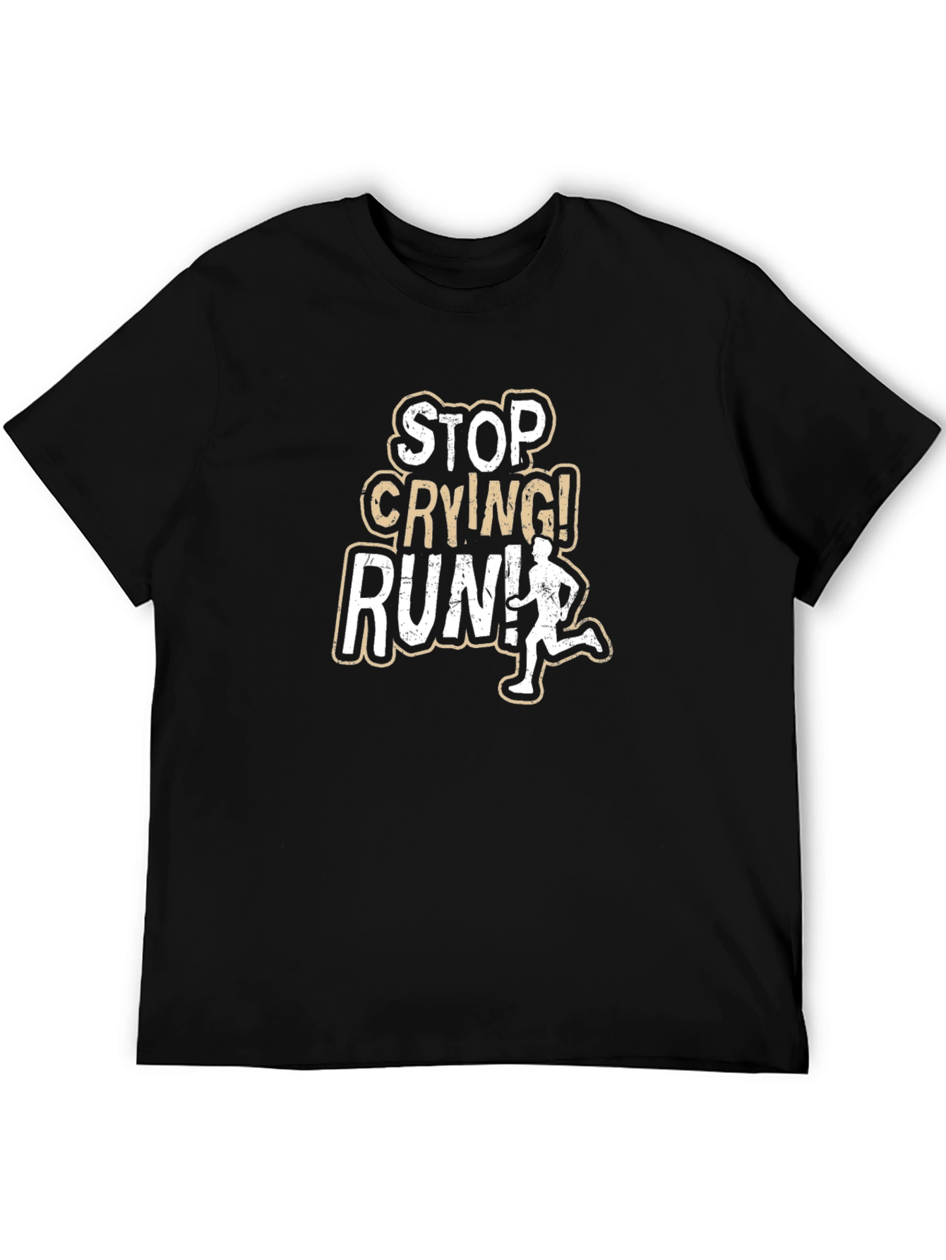 Stop Crying Run! Black Graphic Tee