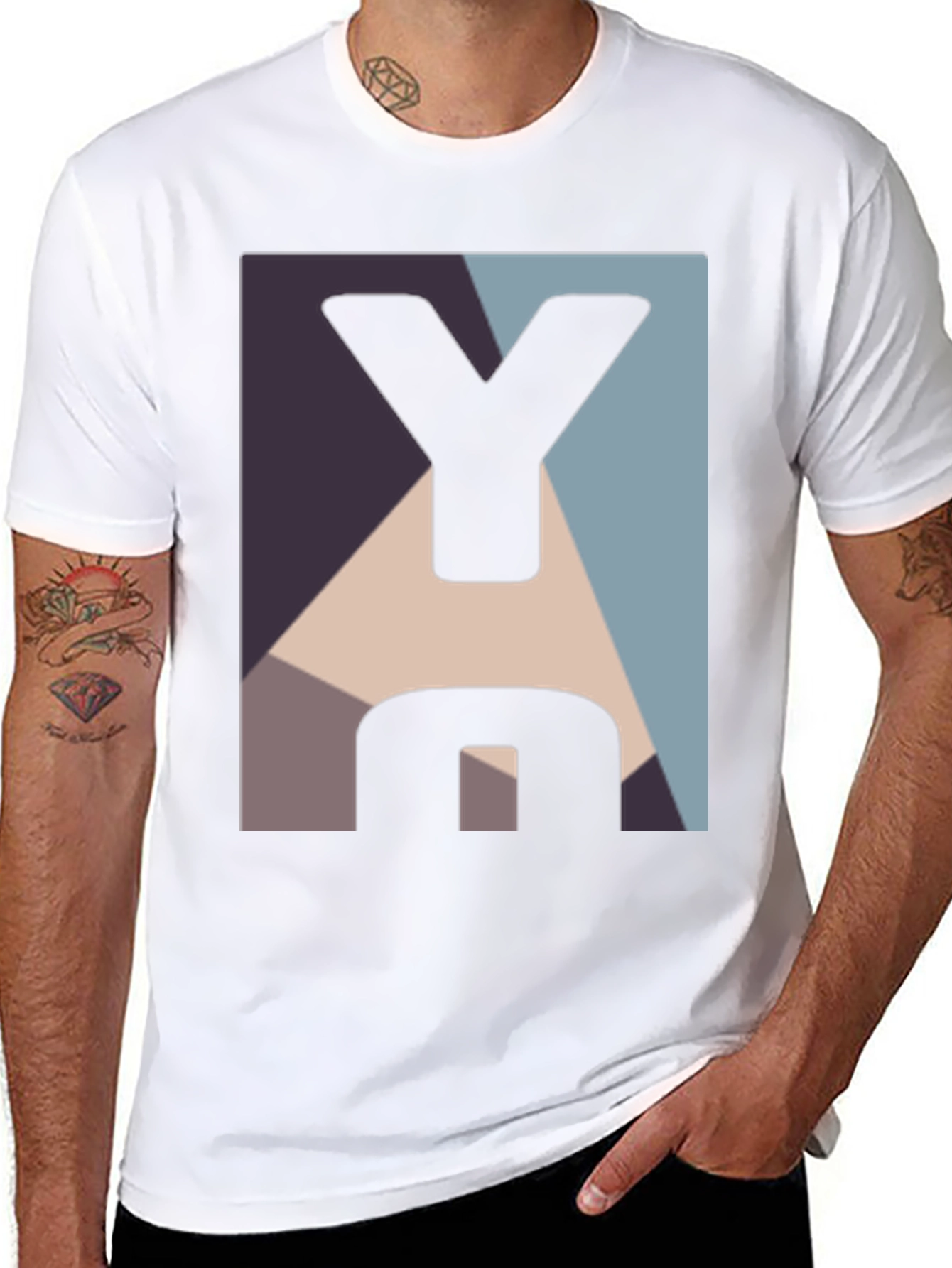 Geometric Y Graphic Black T-Shirt