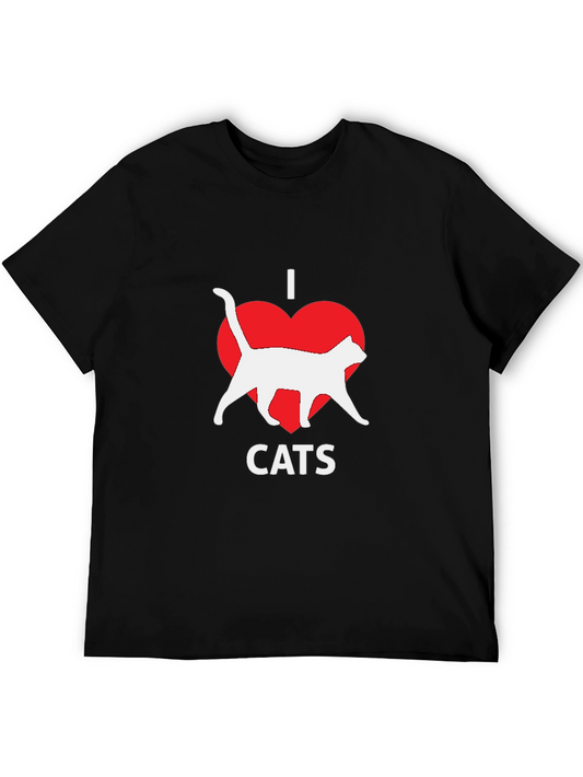 I Love Cats T-Shirt - Black Cotton Tee