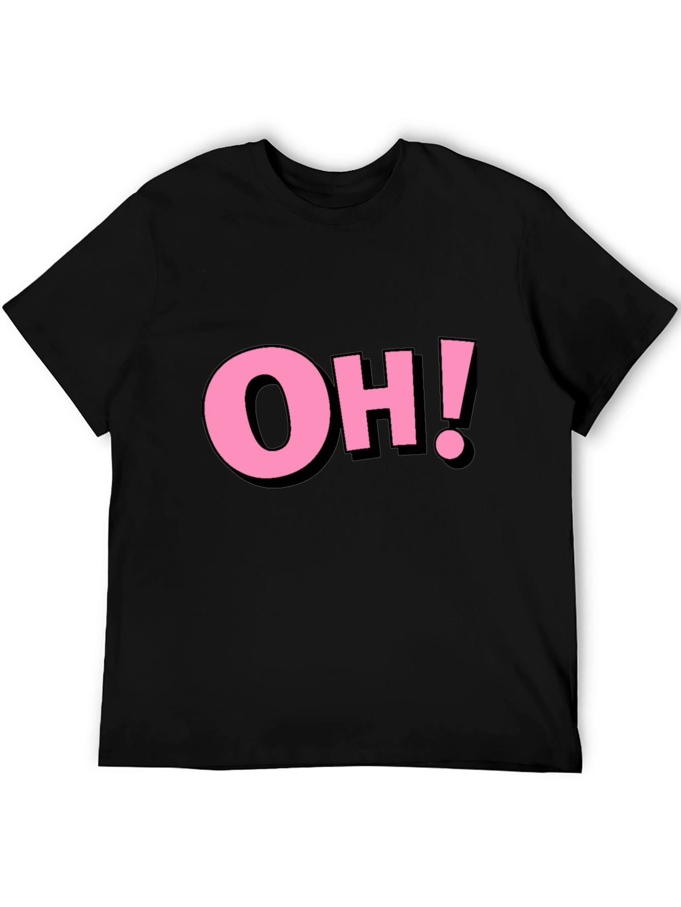 Pink OH! Graphic Black Cotton T-Shirt