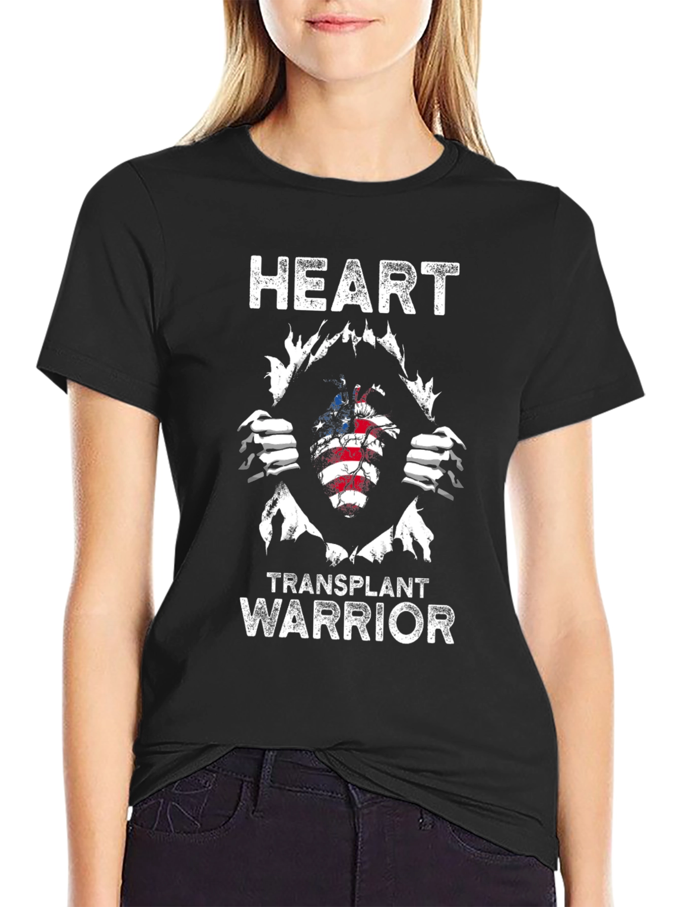 Heart Transplant Warrior T-Shirt - Patriotic Design