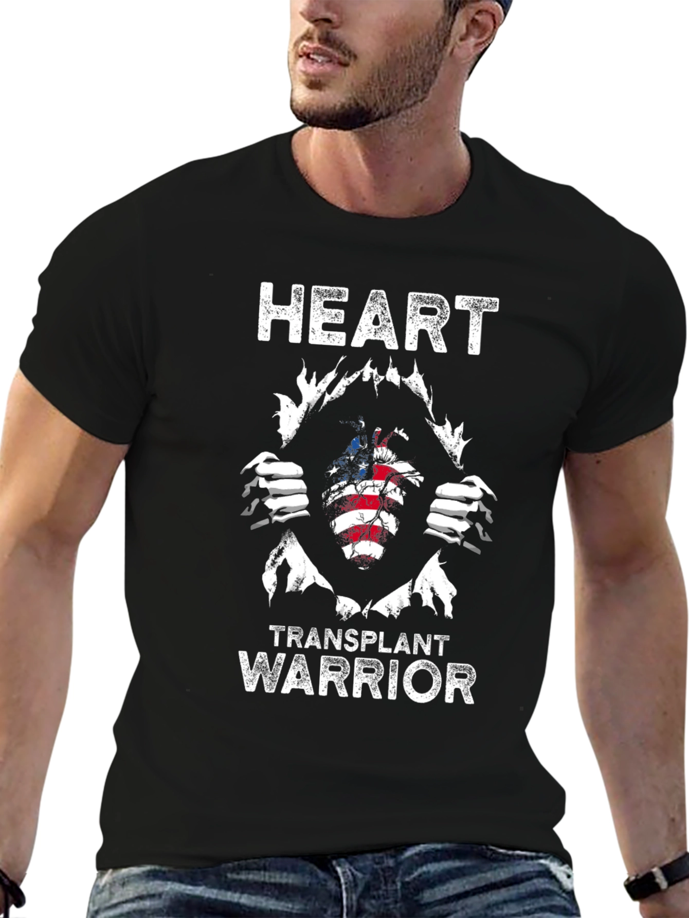 Heart Transplant Warrior T-Shirt - Patriotic Design