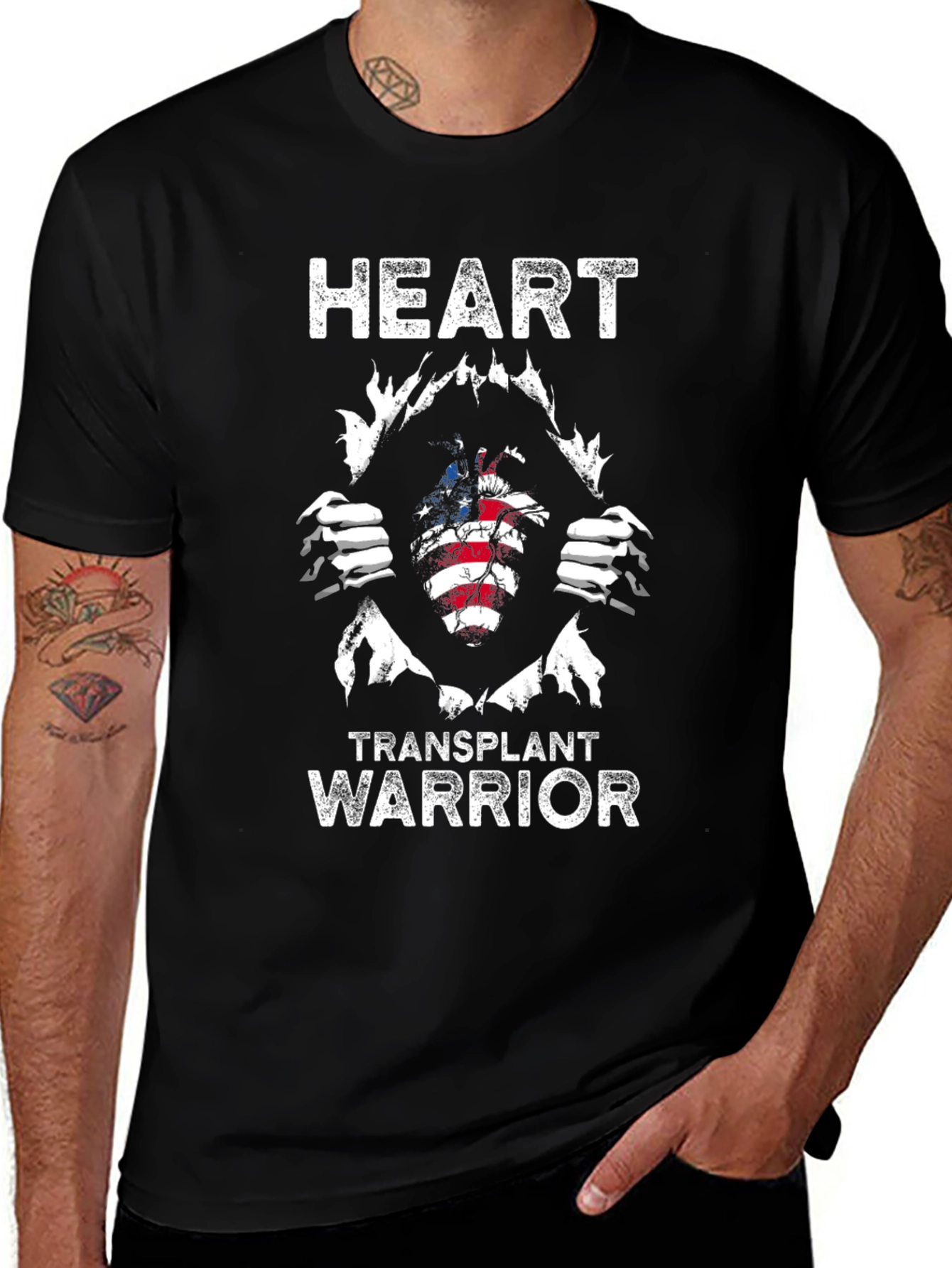 Heart Transplant Warrior T-Shirt - Patriotic Design
