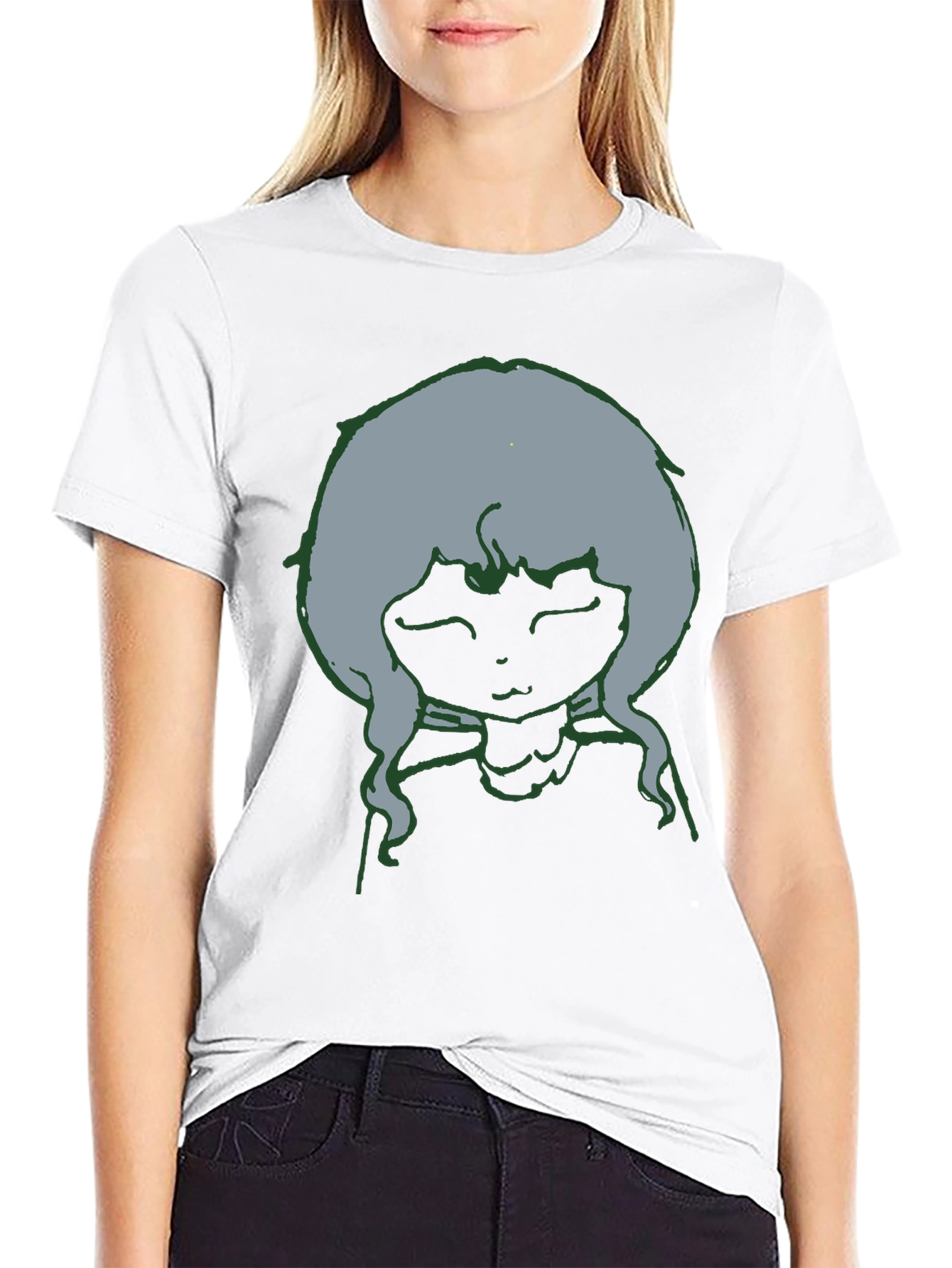 Unique Graphic Tee: Cartoon Character Black T-Shirt