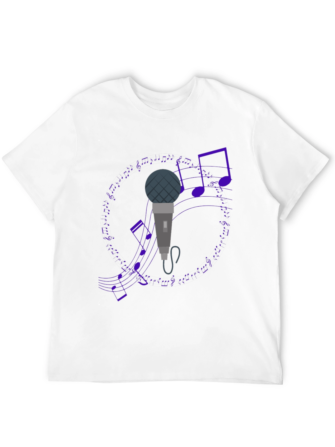 Microphone and Music Notes Black T-Shirt