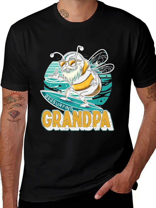 Beesurfing Grandpa T-Shirt - Black Cotton Tee