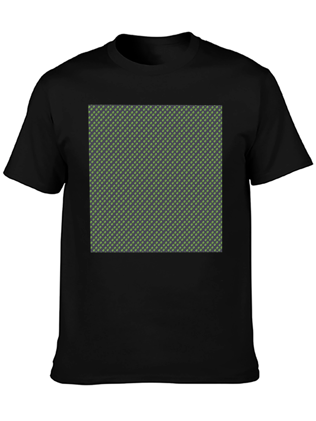 Stylish Black T-Shirt with Green Polka Dot Pattern