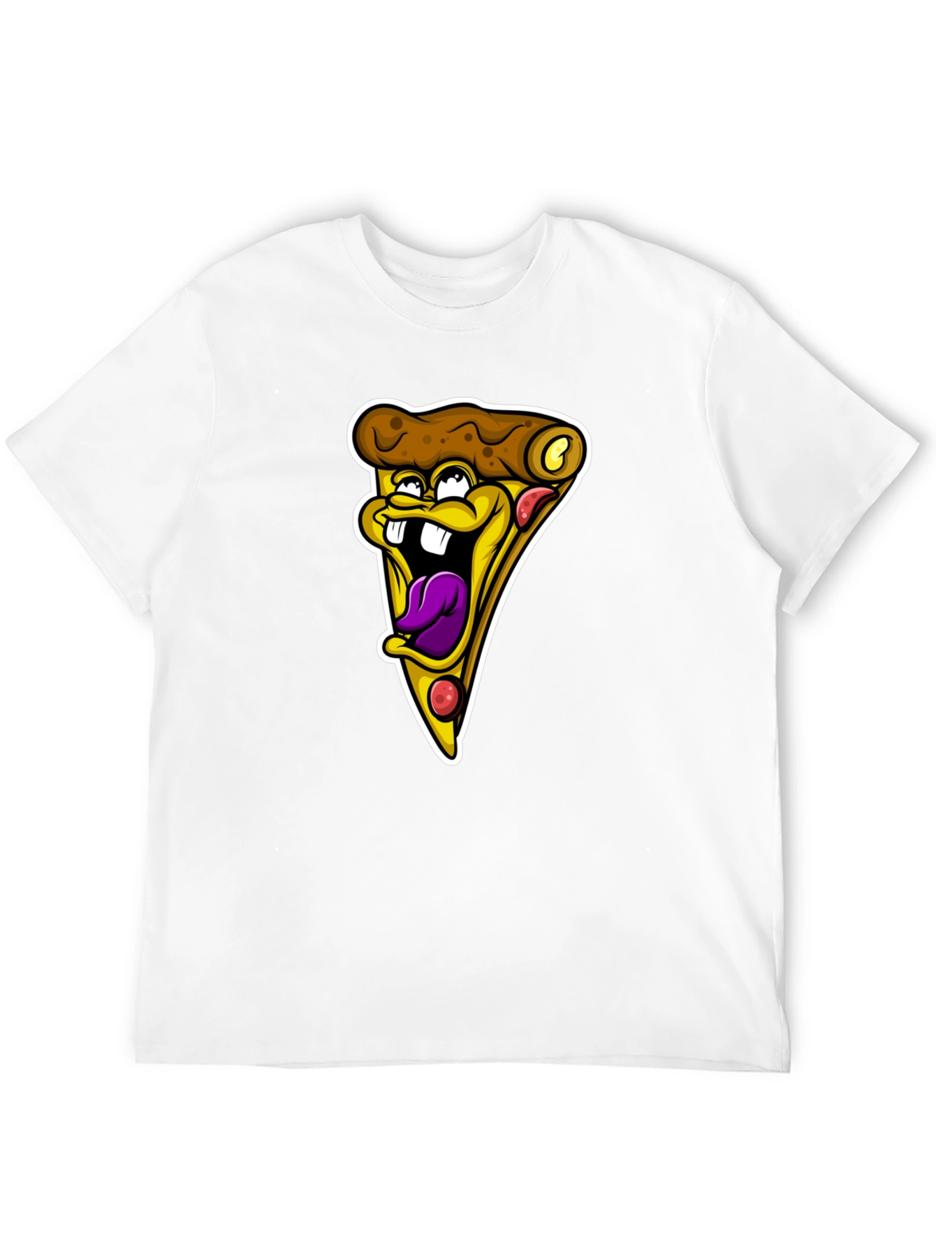 Funny Pizza Slice Graphic Tee - Black Cotton T-Shirt