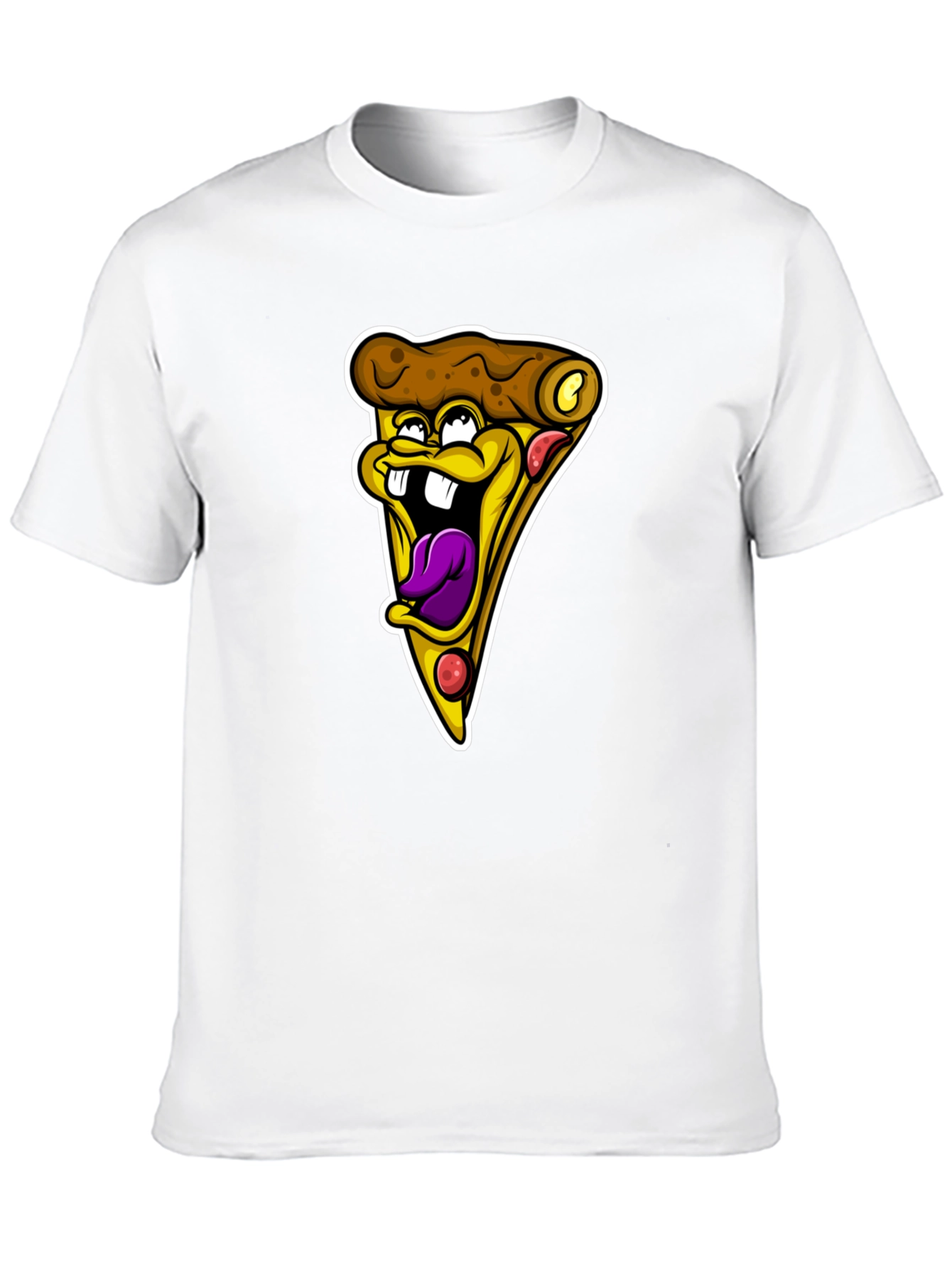 Funny Pizza Slice Graphic Tee - Black Cotton T-Shirt