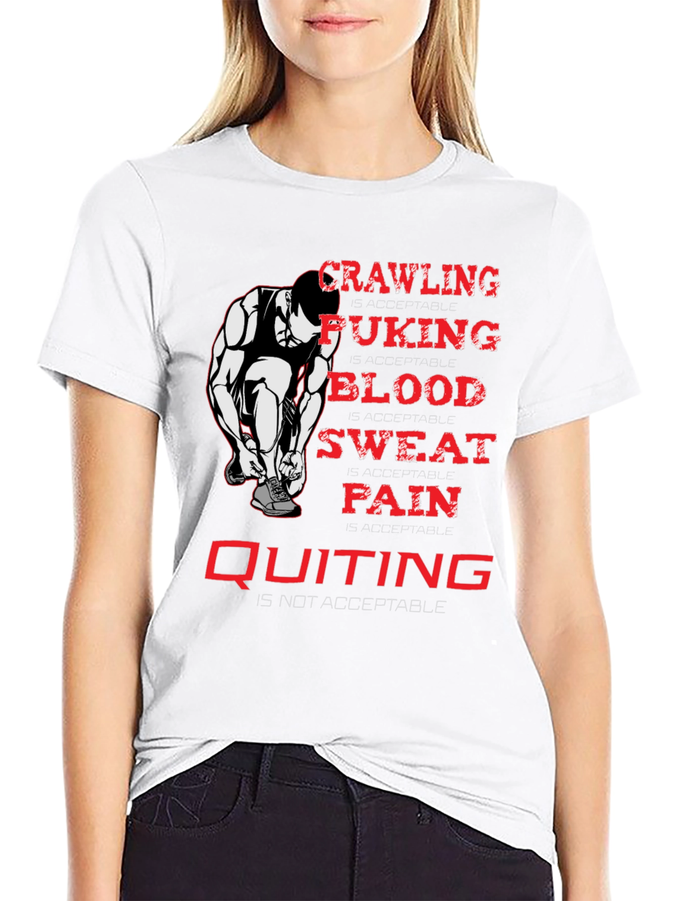 Crawling Puking Blood Sweat Pain Quitting T-Shirt
