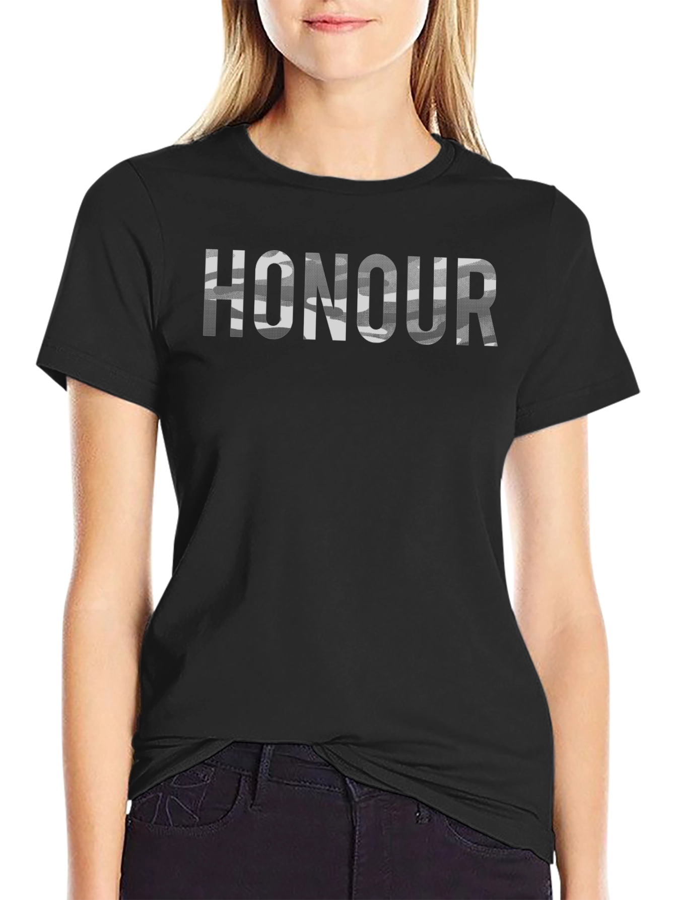 HONOUR Camo Print Crew Neck T-Shirt