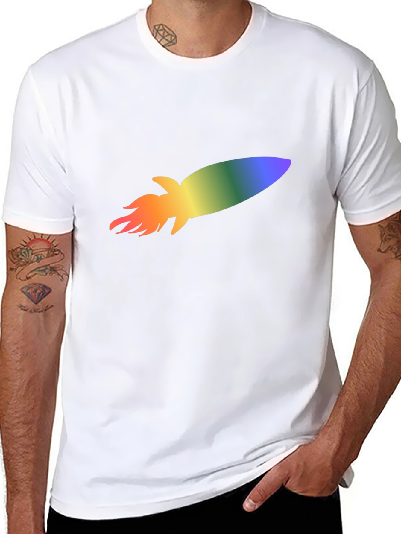 Rainbow Rocket Black T-Shirt