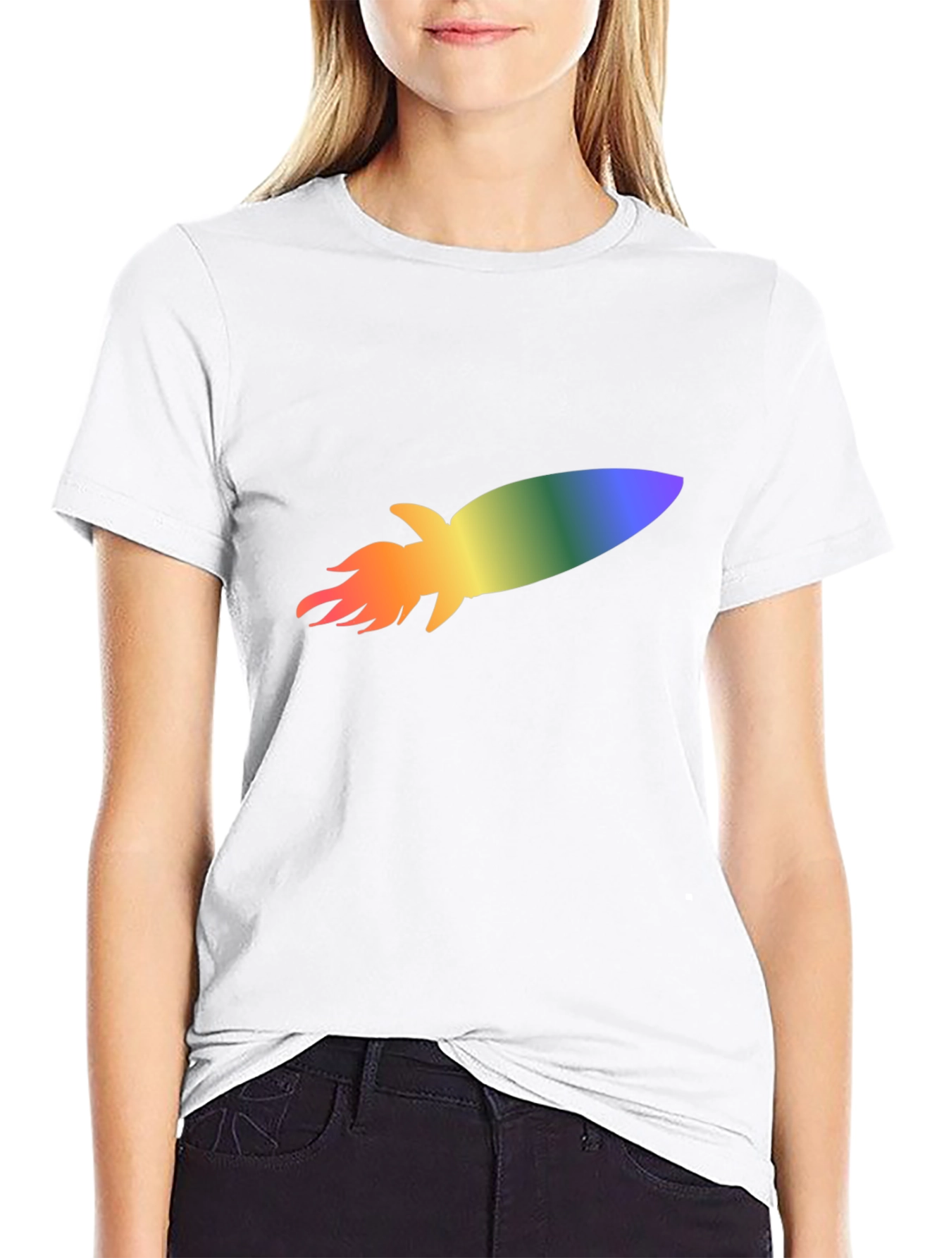 Rainbow Rocket Black T-Shirt