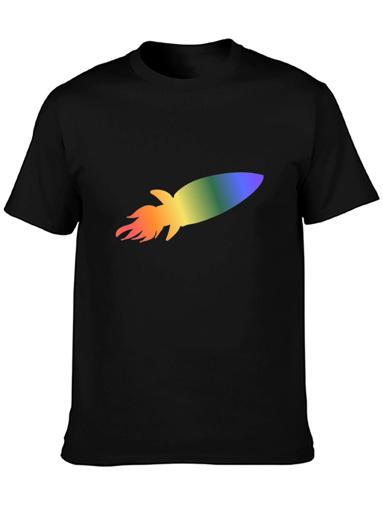 Rainbow Rocket Black T-Shirt