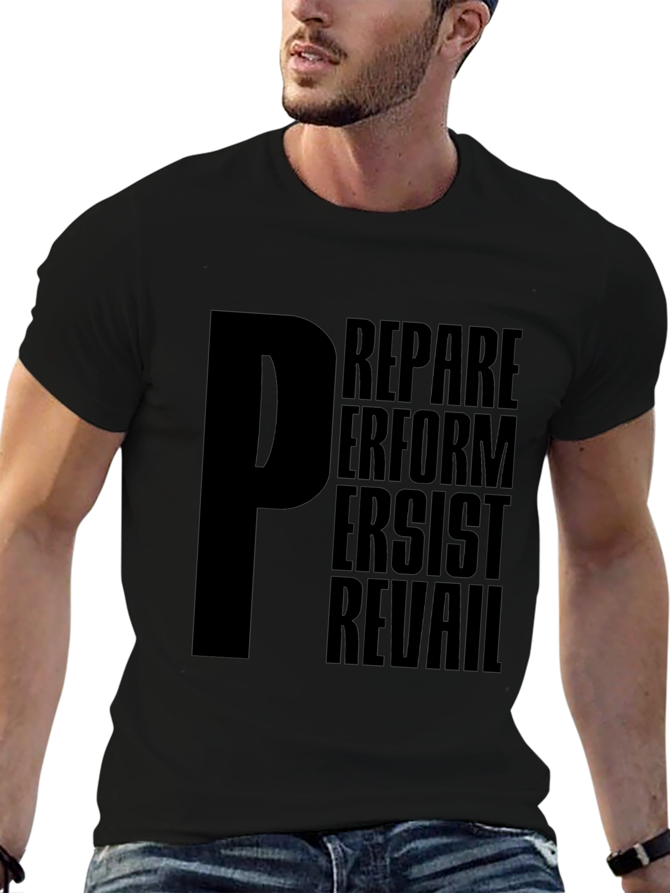 Motivational P T-Shirt - Prepare Perform Persist Prevail