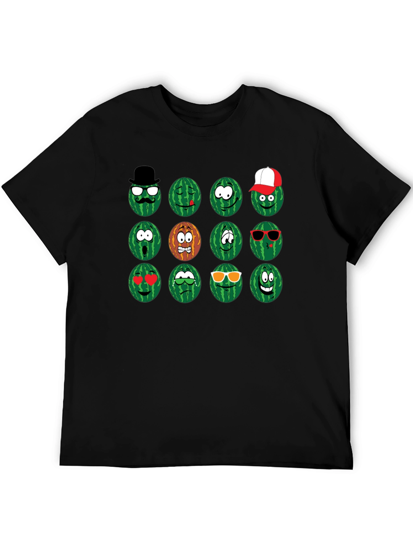 Emoji Watermelon Graphic T-Shirt - Funny Fruit Design