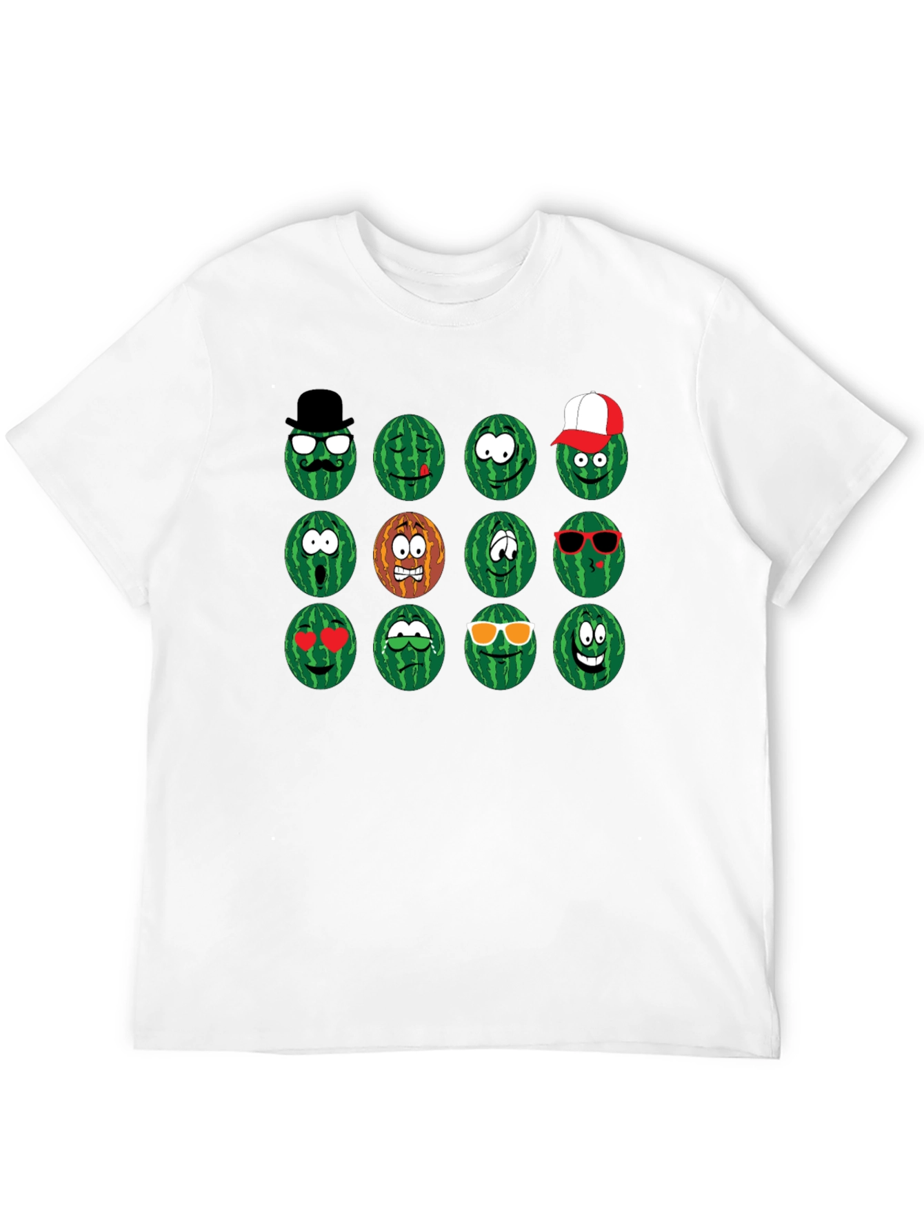 Emoji Watermelon Graphic T-Shirt - Funny Fruit Design