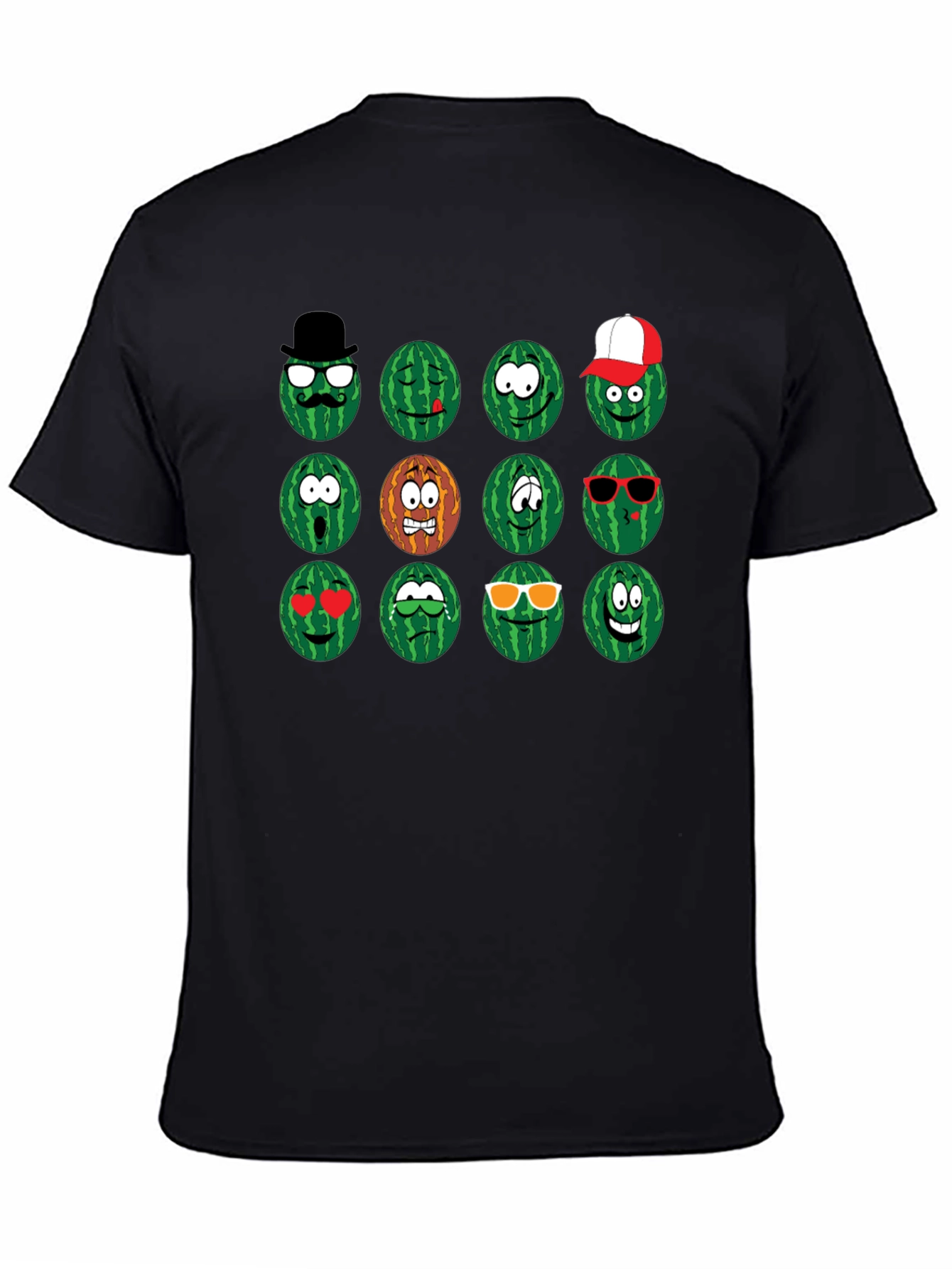 Emoji Watermelon Graphic T-Shirt - Funny Fruit Design