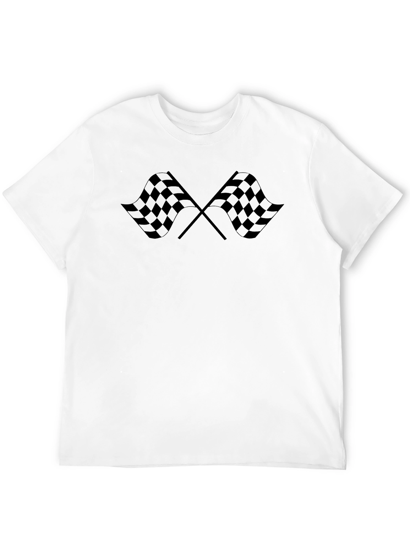 Checkered Flags Graphic Tee - Black Cotton Shirt
