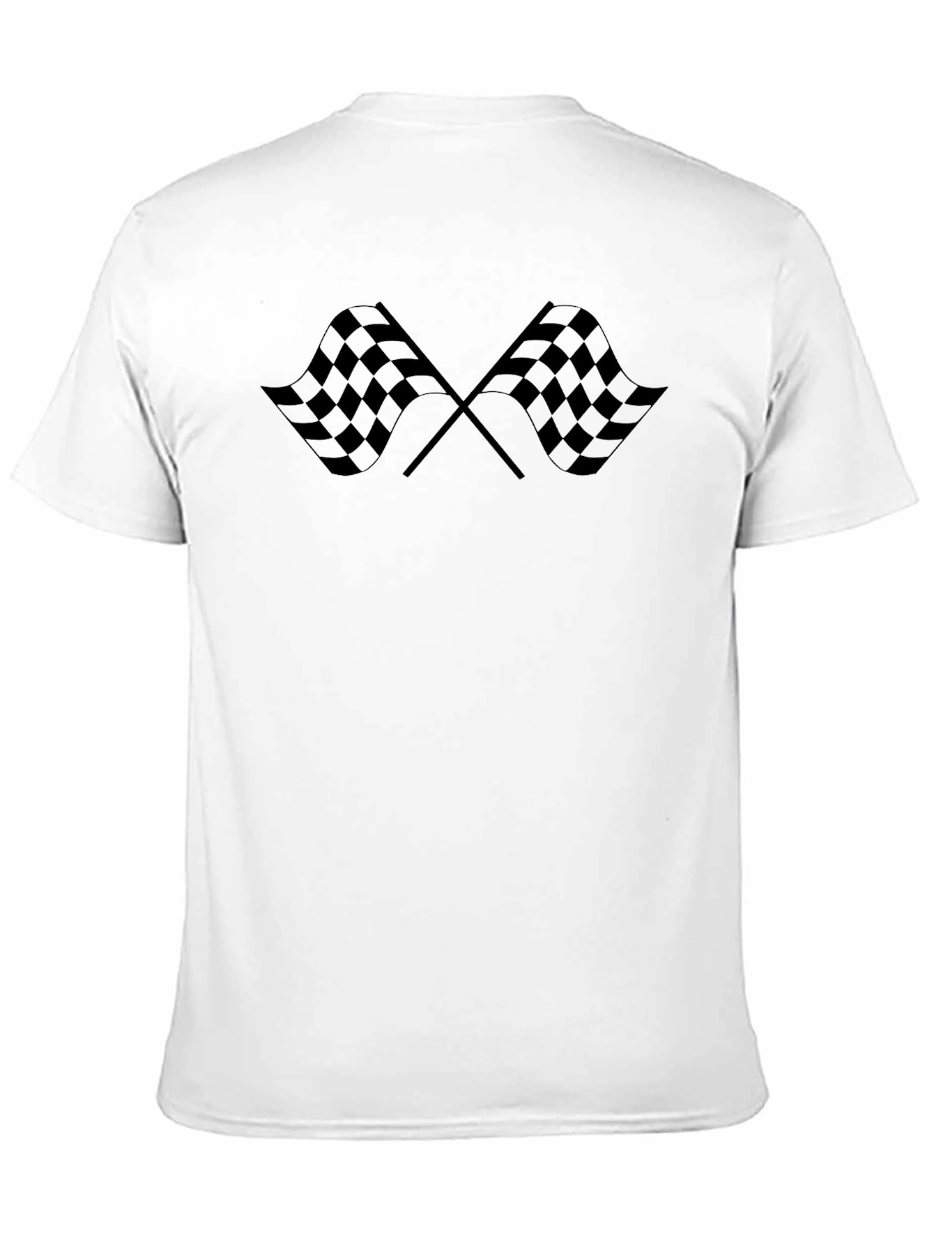 Checkered Flags Graphic Tee - Black Cotton Shirt