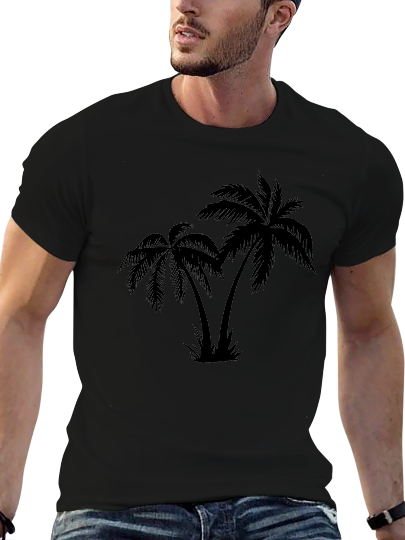 Black Palm Tree Graphic T-Shirt