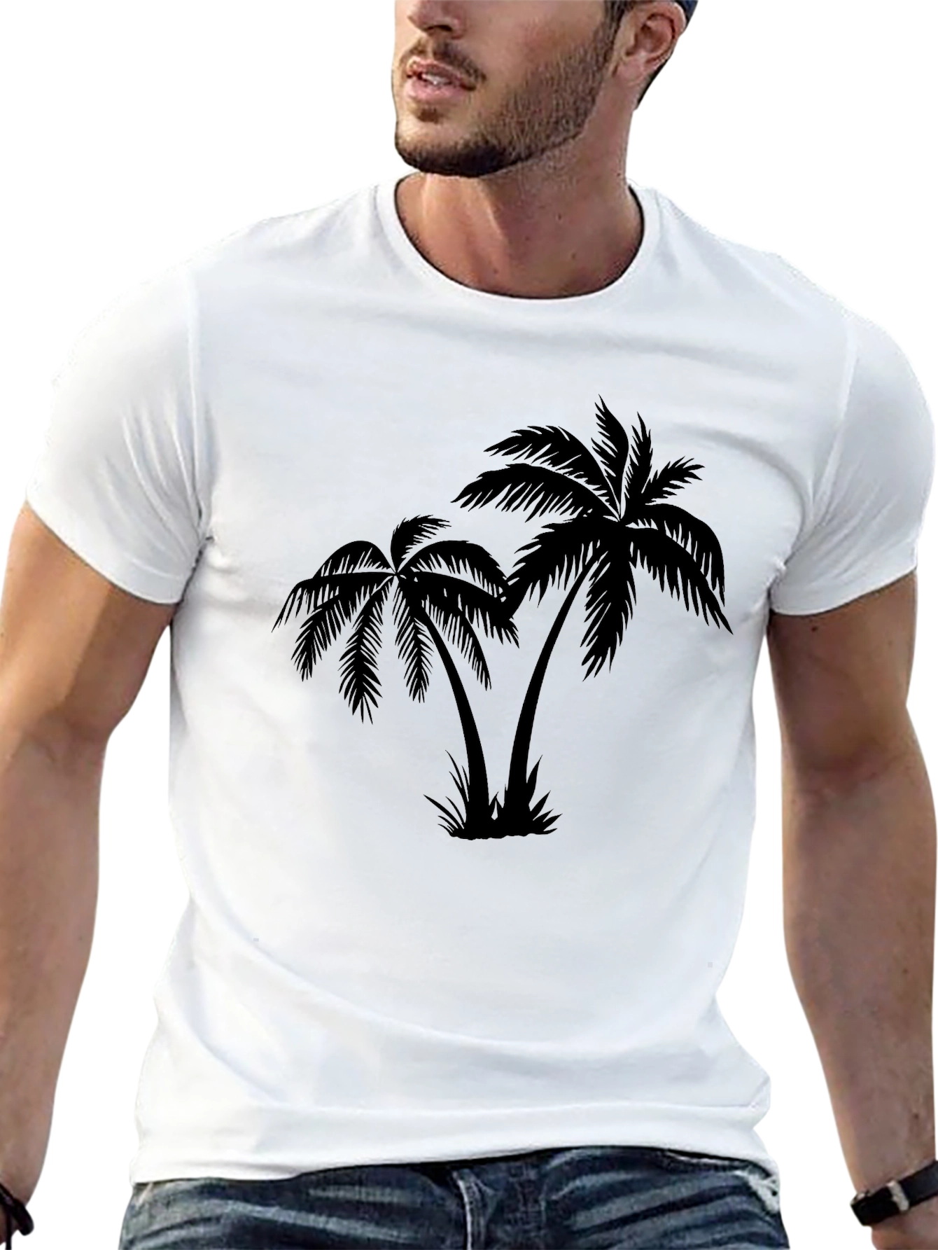 Black Palm Tree Graphic T-Shirt
