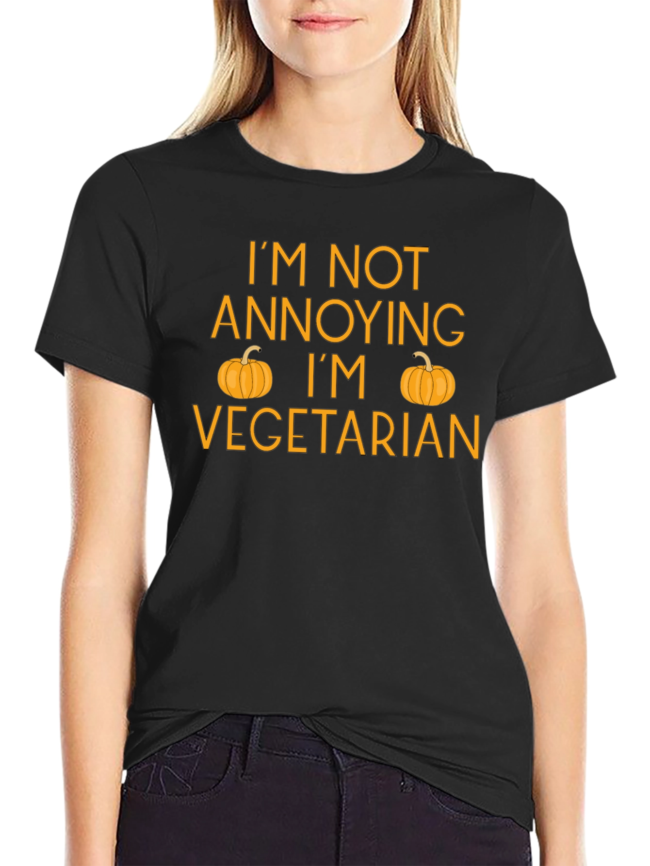 Funny Vegetarian T-Shirt with Pumpkin Design