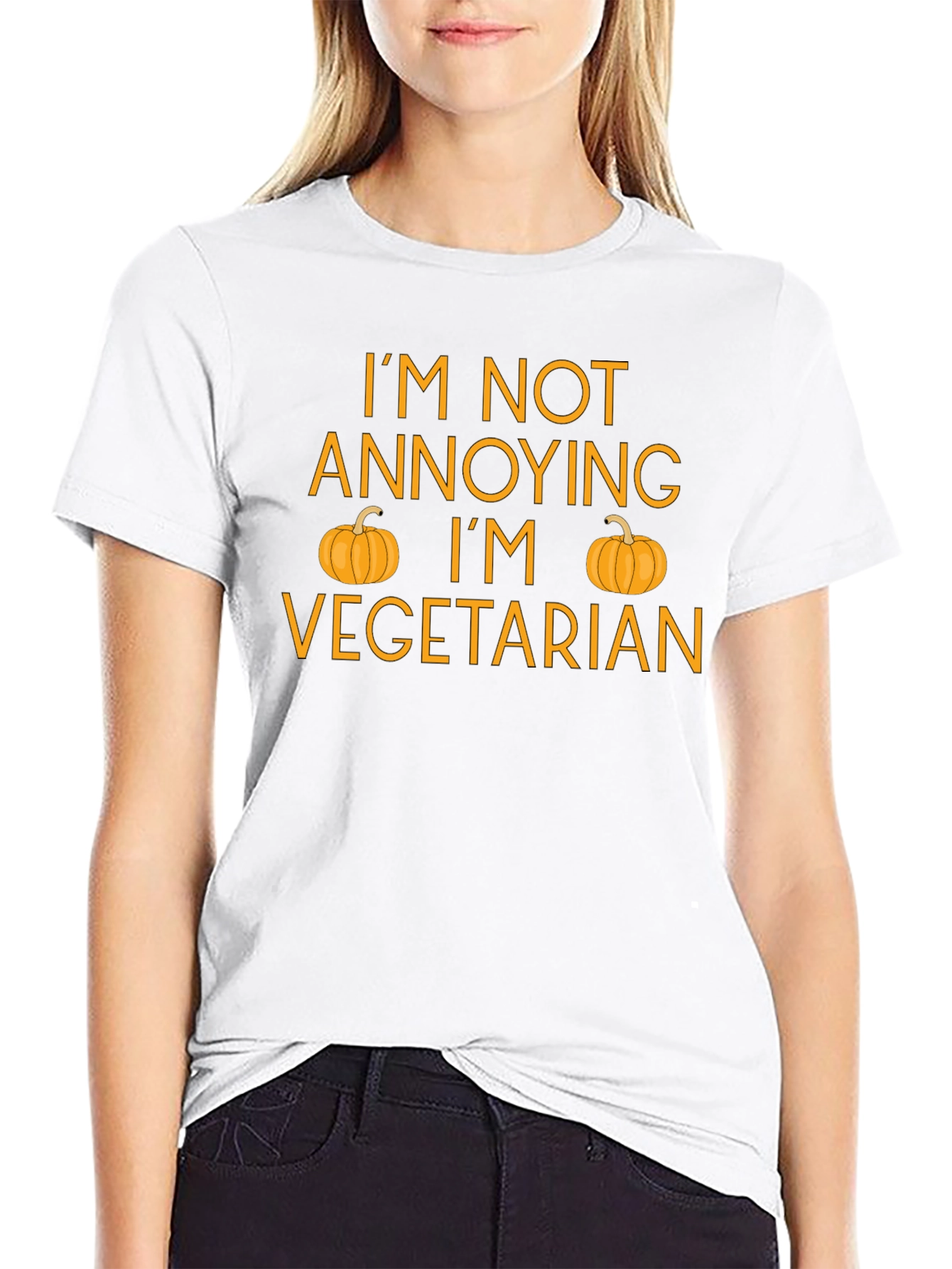 Funny Vegetarian T-Shirt with Pumpkin Design
